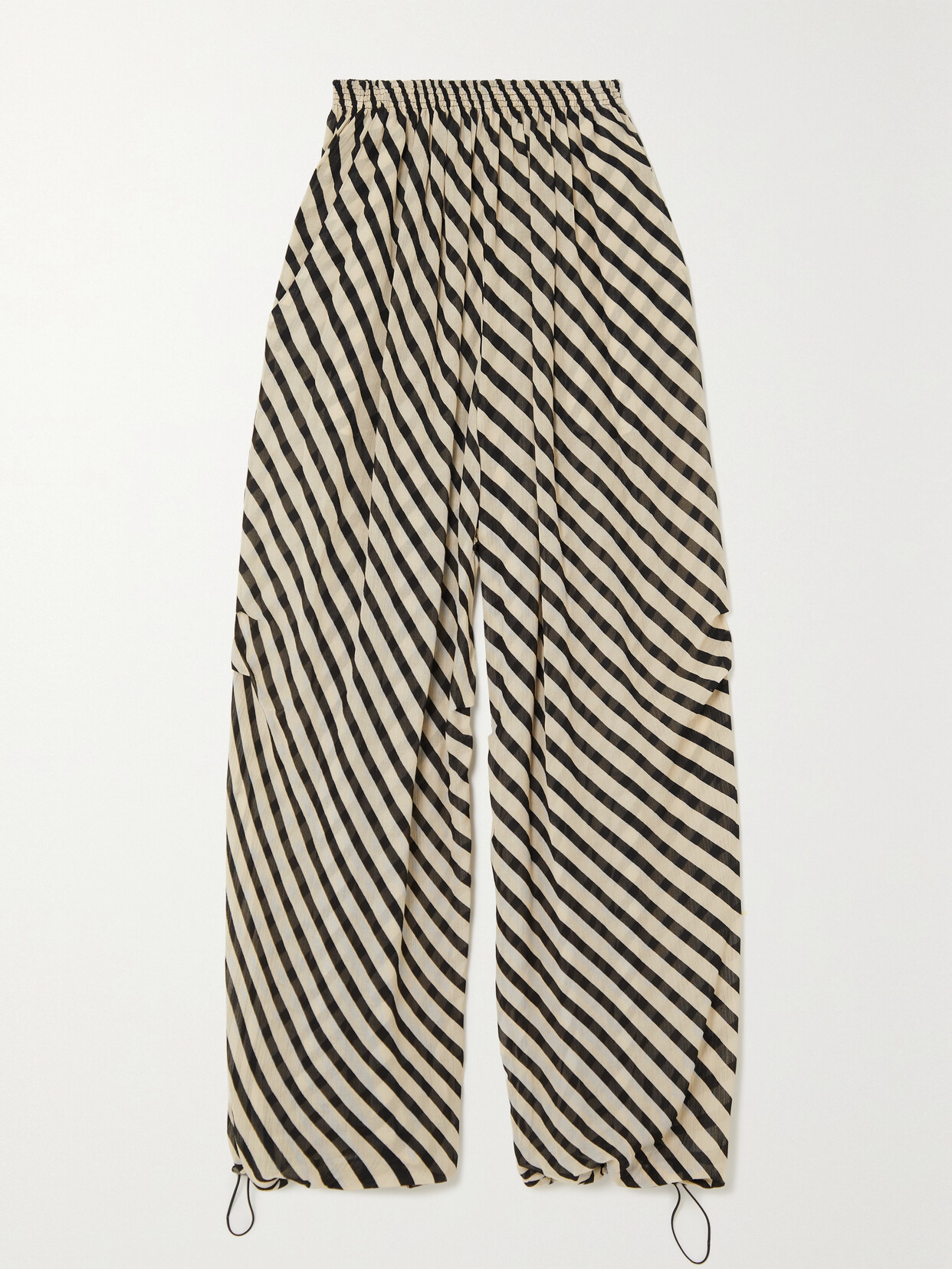 Petar Petrov Santorini Striped Wide-leg Crepon Pants - Black