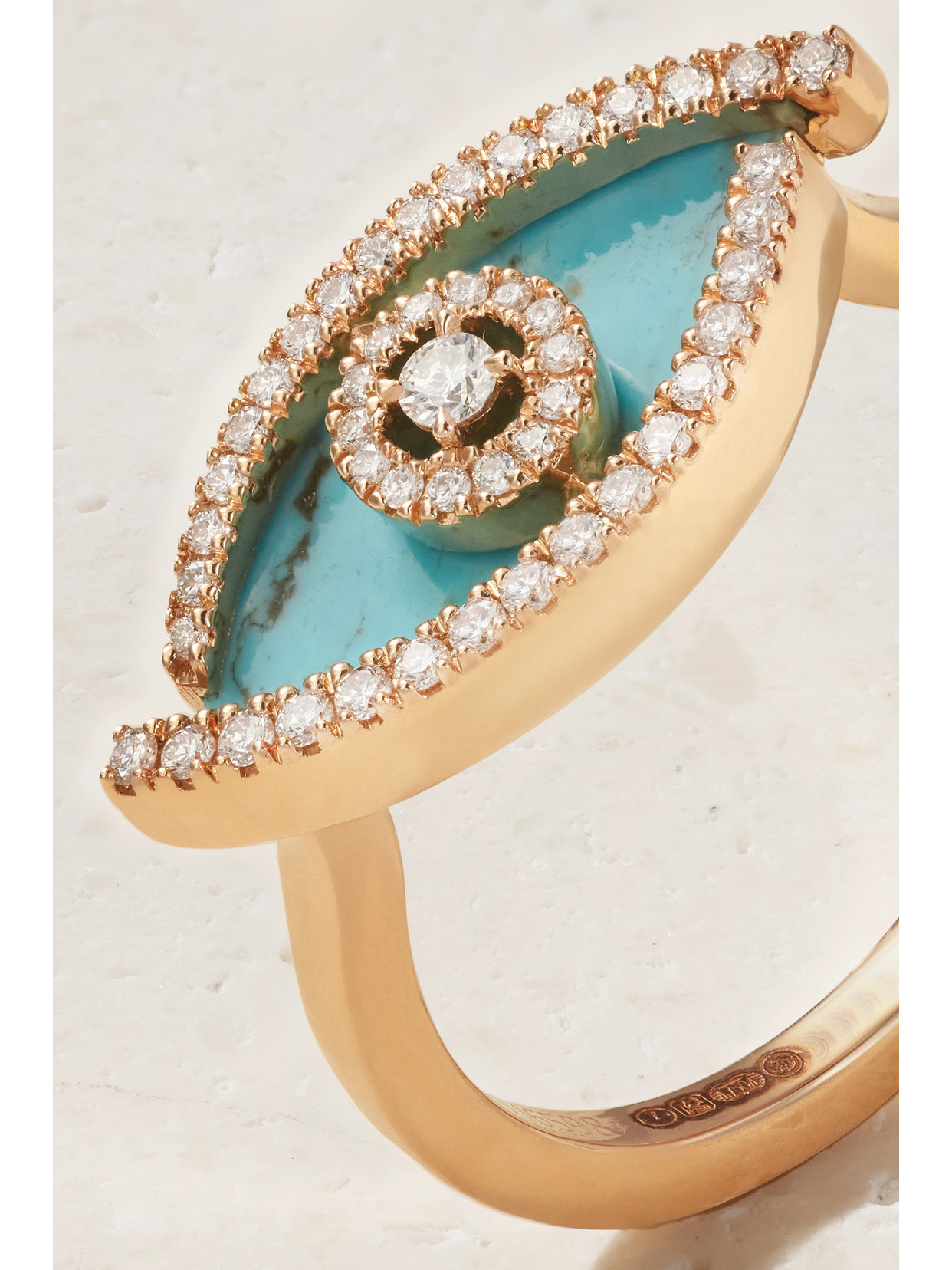 Shop Messika Lucky Eye 18-karat Rose Gold Turquoise Ring