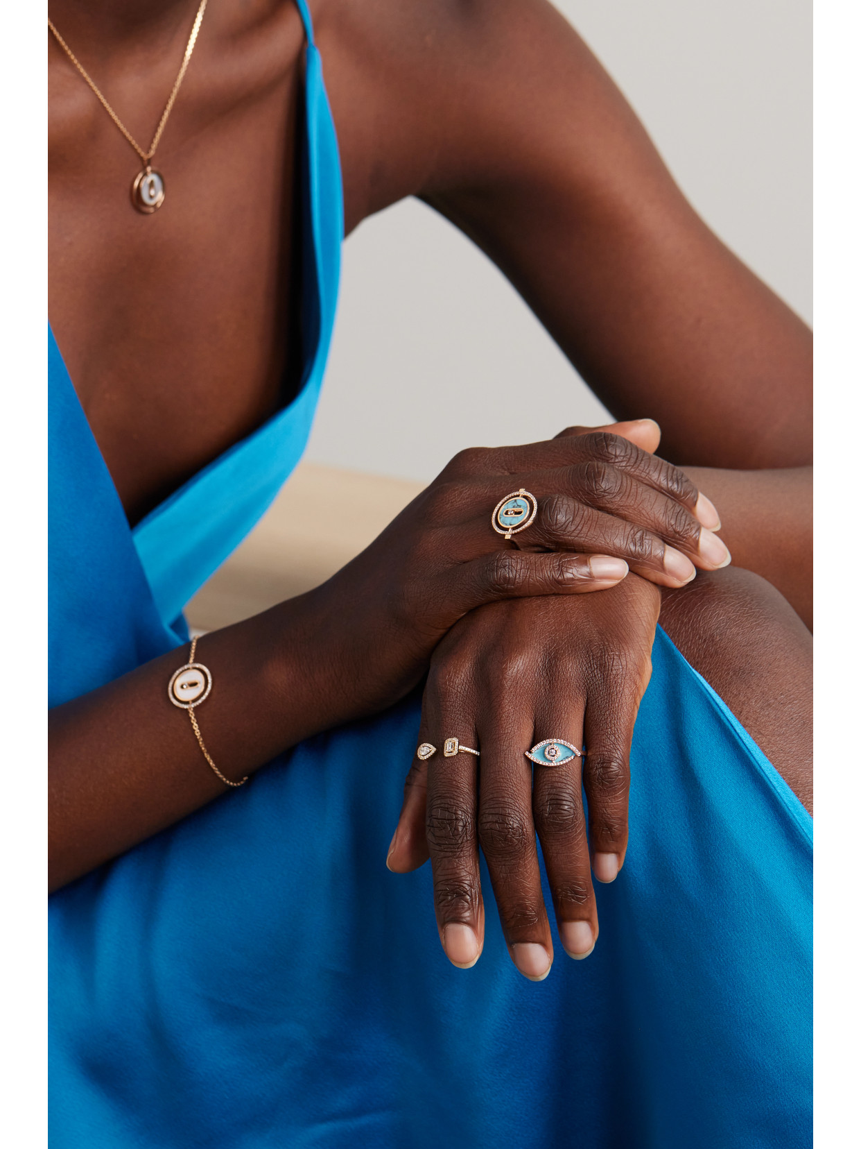 Messika Lucky Eye 18-karat Rose Gold Turquoise Ring In Gold