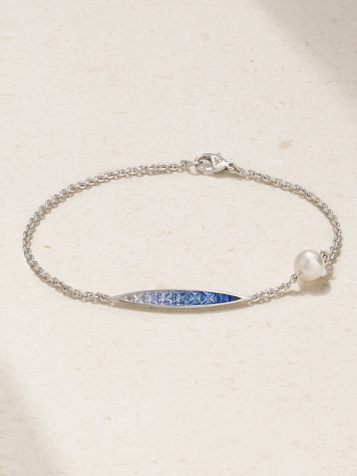 Mikimoto 18-karat White Gold, Sapphire And Pearl Bracelet ModeSens