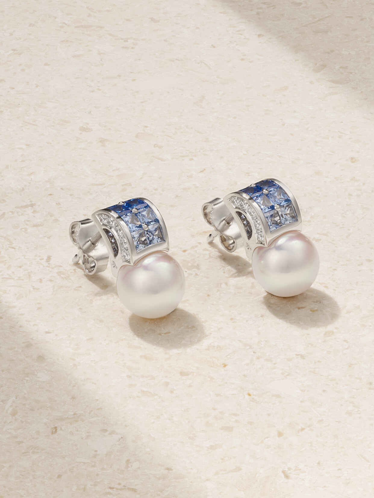 Mikimoto Ocean 18-karat White Gold Multi-stone Earrings