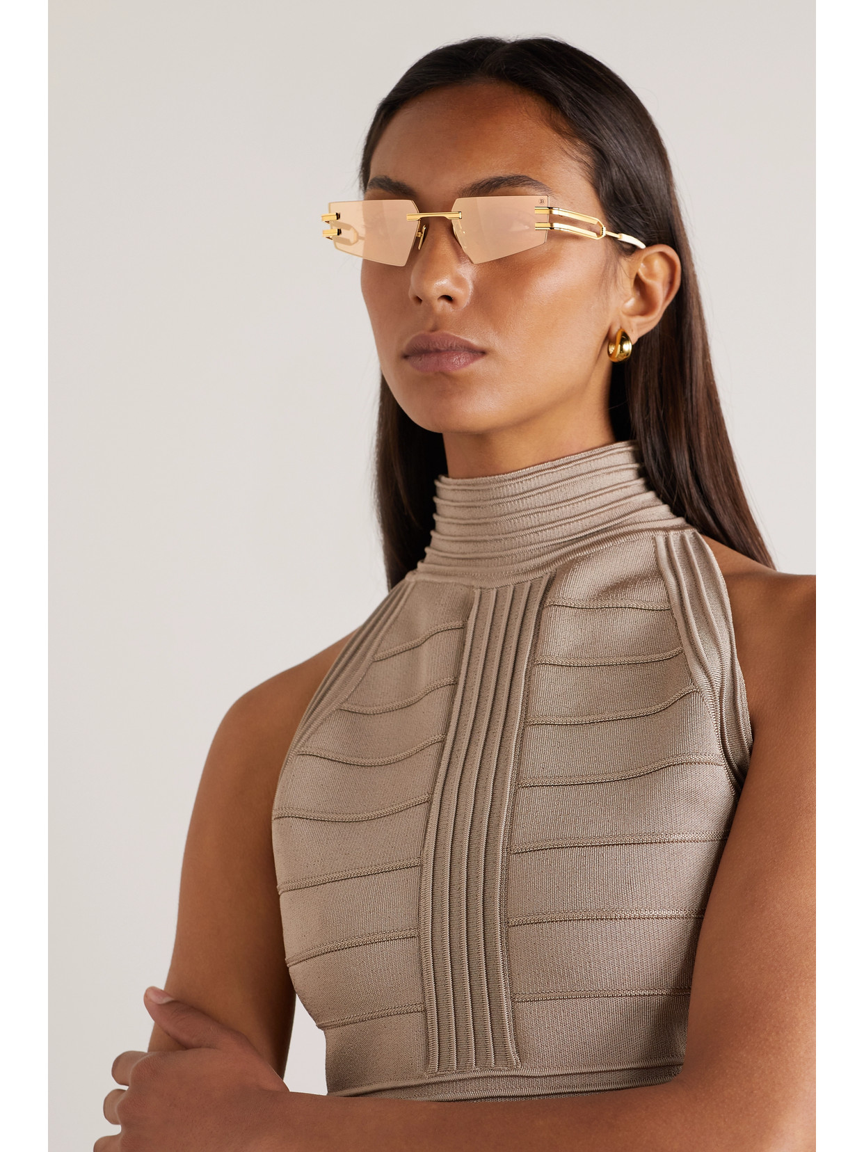 Balmain Eyewear Geometric Double-arm Sunglasses In Gold