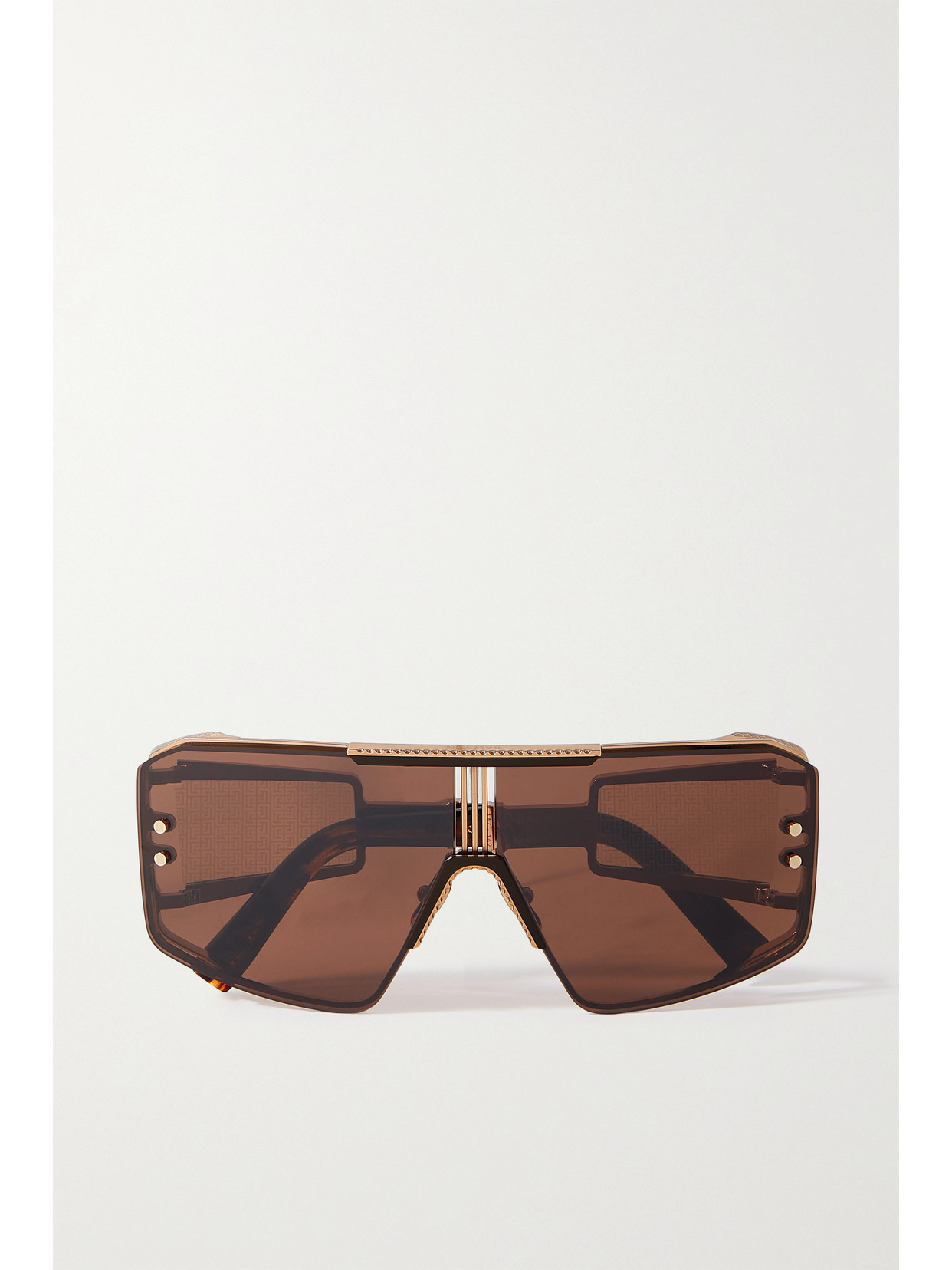 BALMAIN LE MASQUE OVERSIZED D-FRAME GOLD-TONE AND ACETATE SUNGLASSES