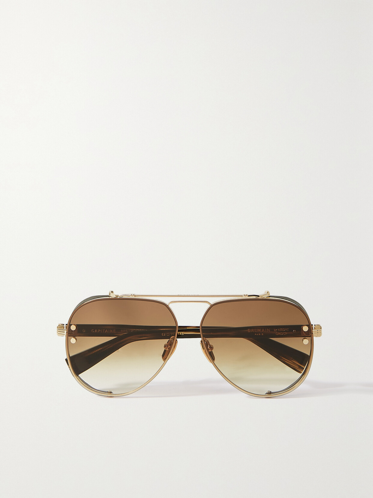 Balmain - Captaine Aviator-style Gold-tone And Acetate Sunglasses - Brown