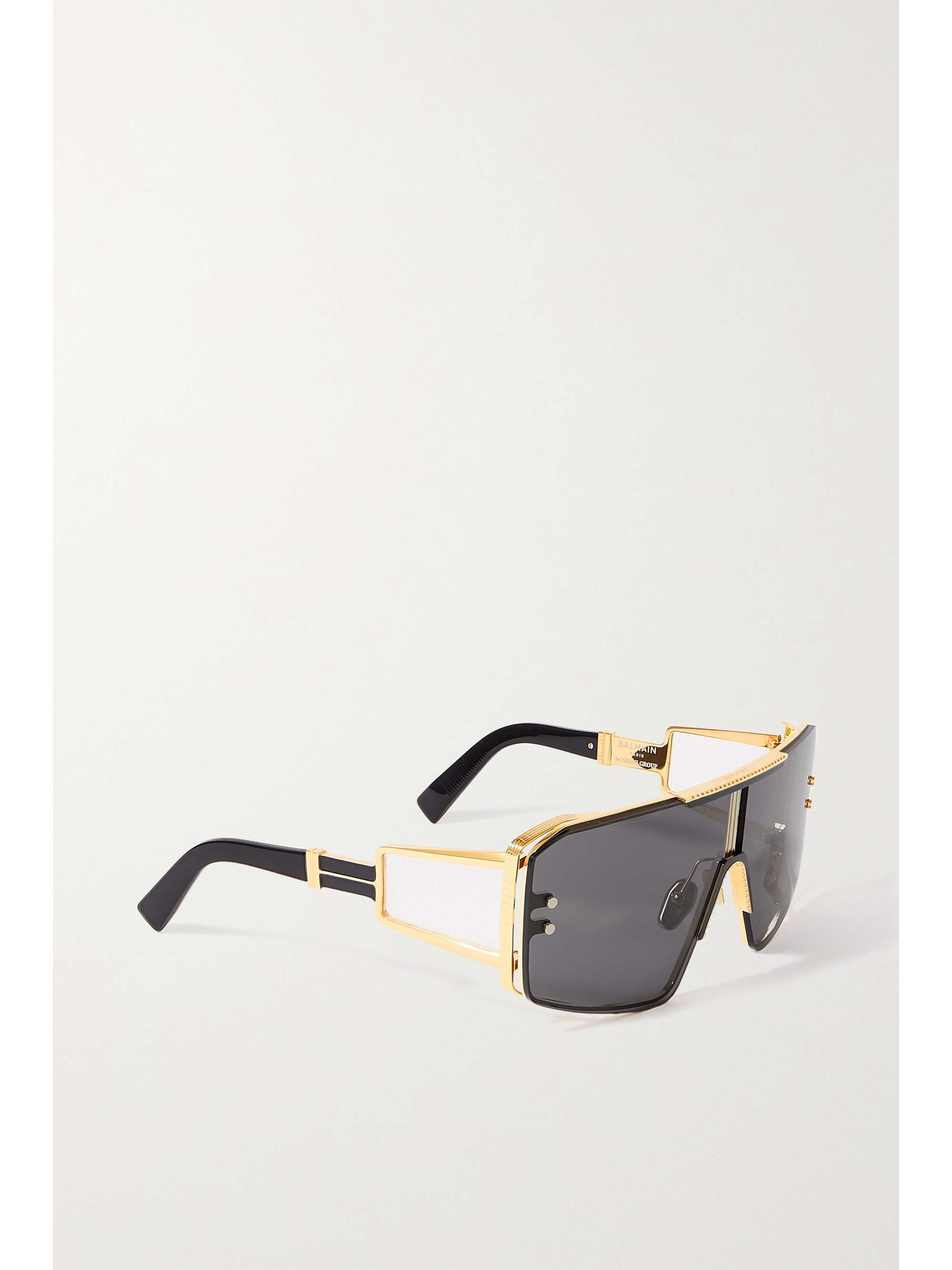 BALMAIN EYEWEAR Le Masque 超大款板材金色金属 D 形框太阳镜
