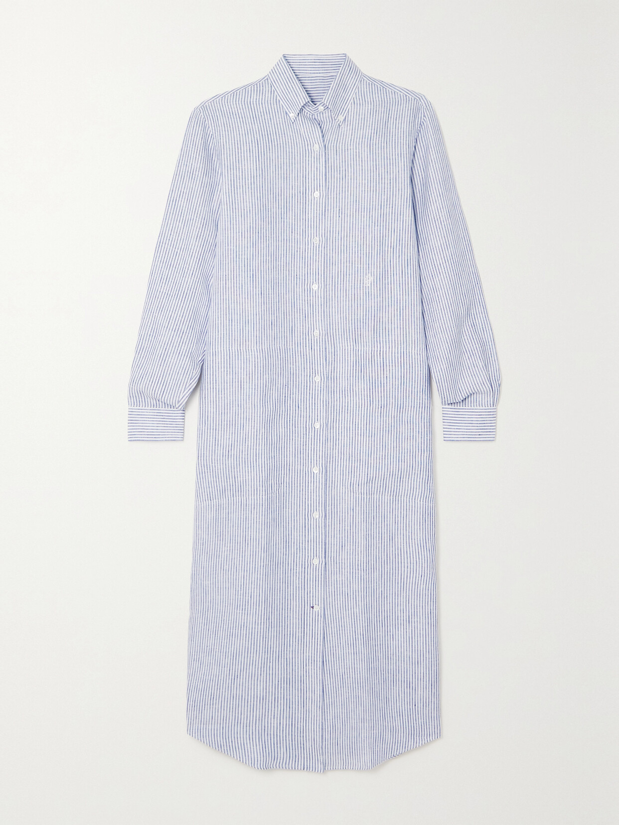 Purdey Embroidered Striped Cotton Oxford Shirt Dress In Blue