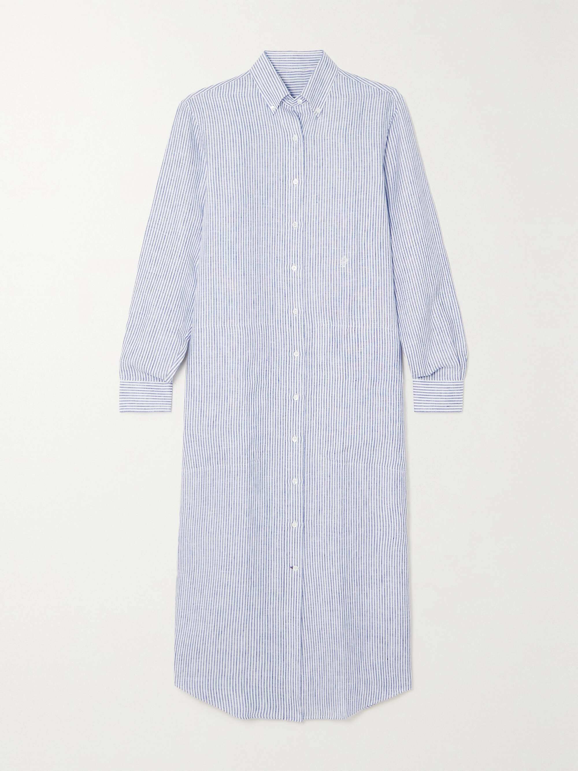 PURDEY Embroidered striped cotton Oxford shirt dress | NET-A-PORTER