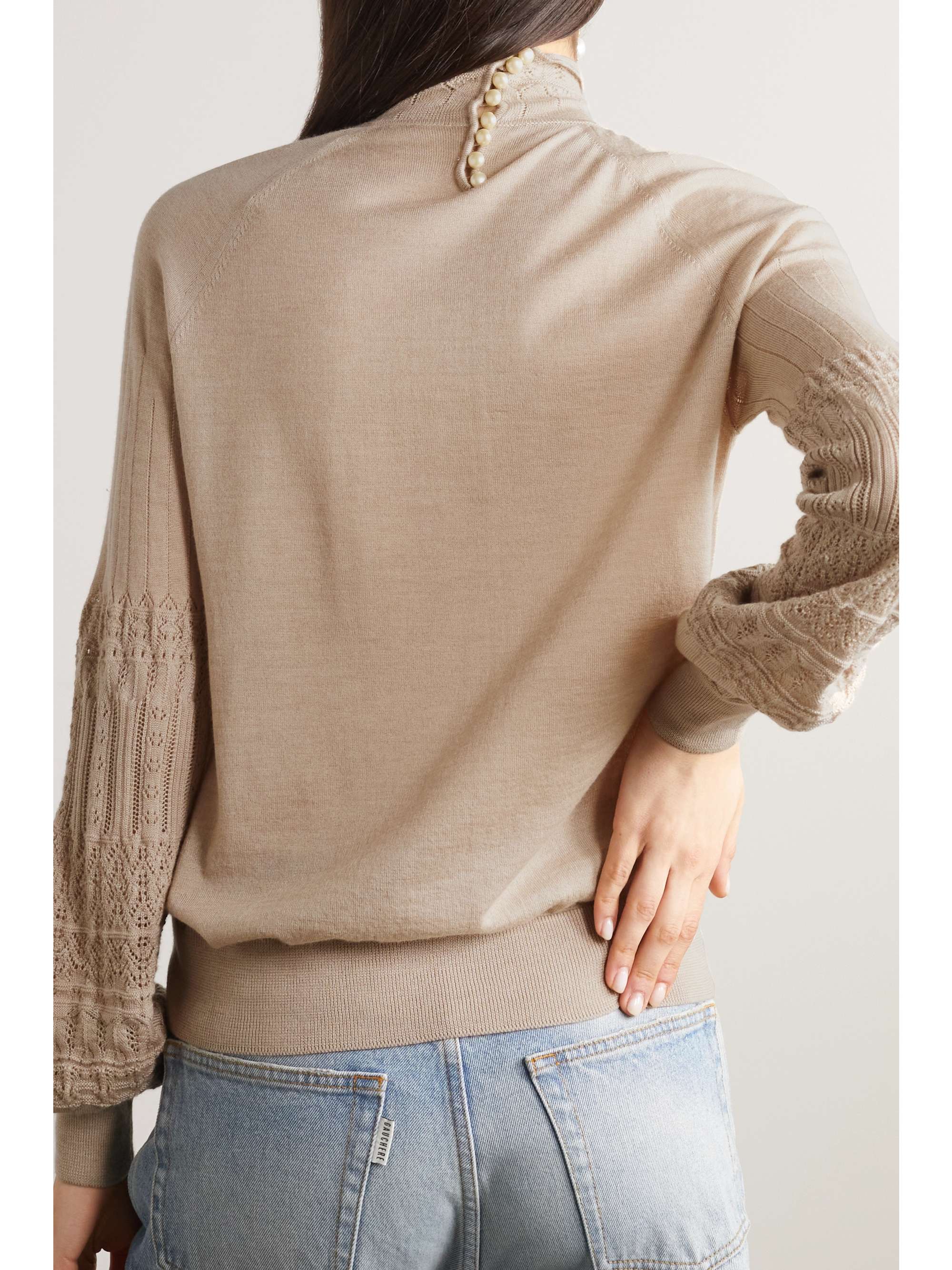 PURDEY 透かし編みニットカシミヤ セーター ドレープ入り