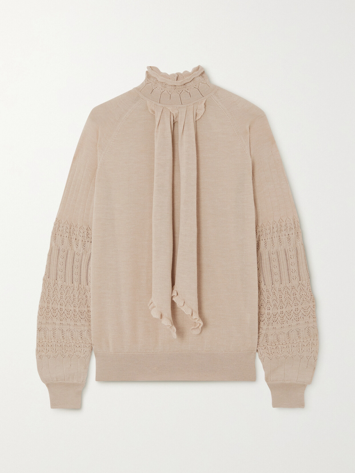 Purdey Draped Pointelle-knit Cashmere Sweater In Ivory