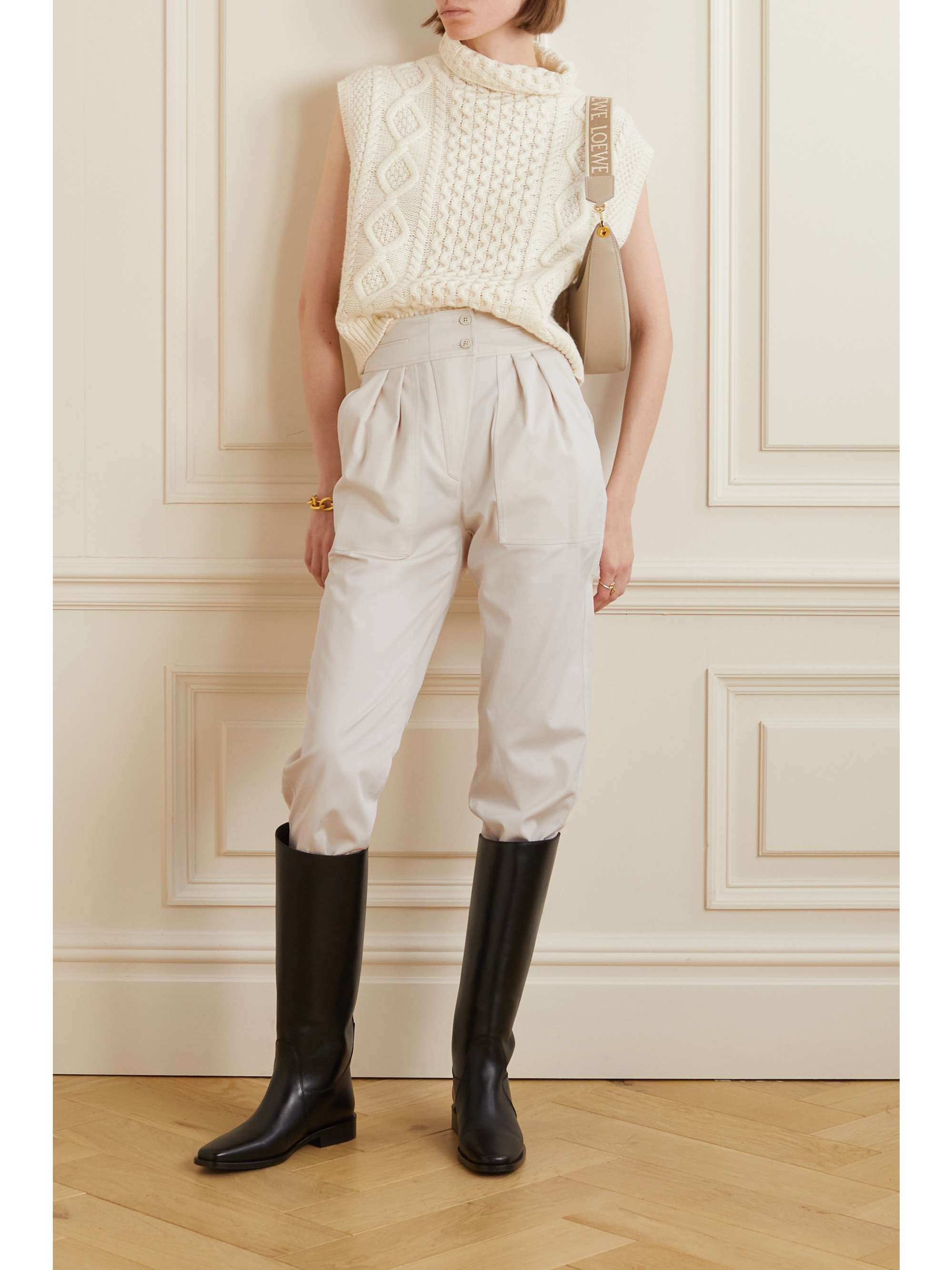 PURDEY Cropped pleated organic cotton-blend twill tapered pants