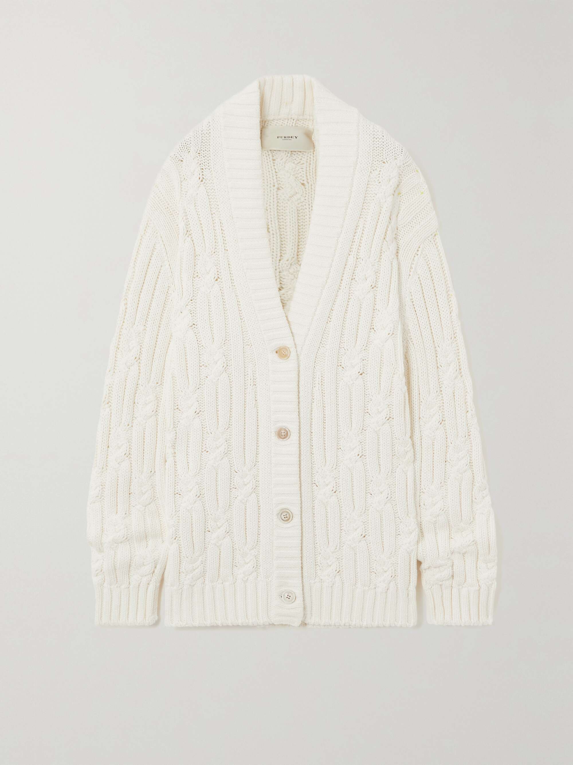 PURDEY Cable-knit cotton cardigan | NET-A-PORTER