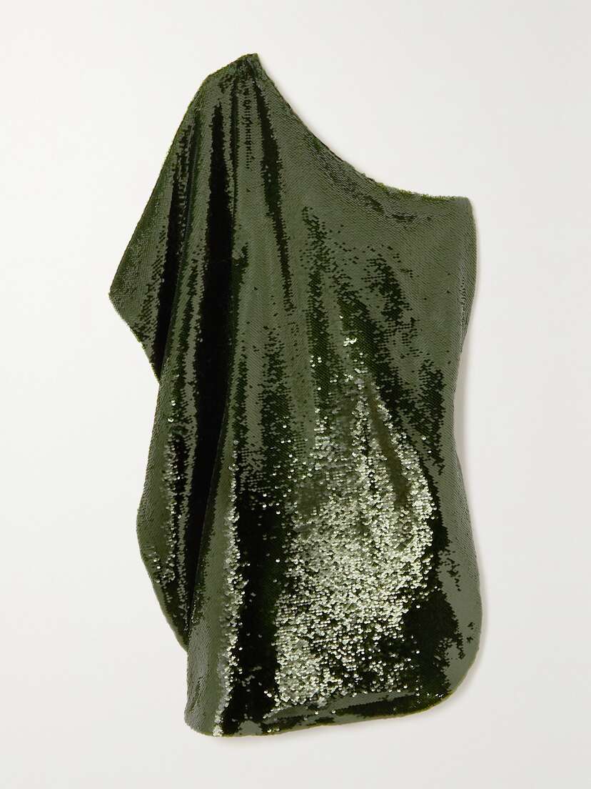 The Frankie Shop Gloria One-shoulder Sequined Tulle Mini Dress