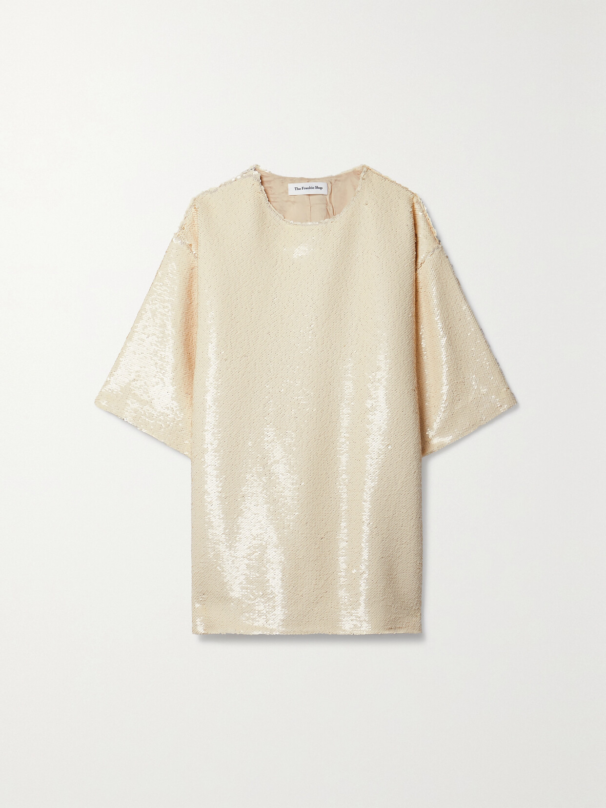 The Frankie Shop Jones Sequined Satin T-shirt - Cream