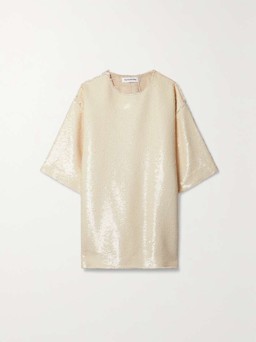 The Frankie Shop Jones Sequined Satin T-shirt - x large