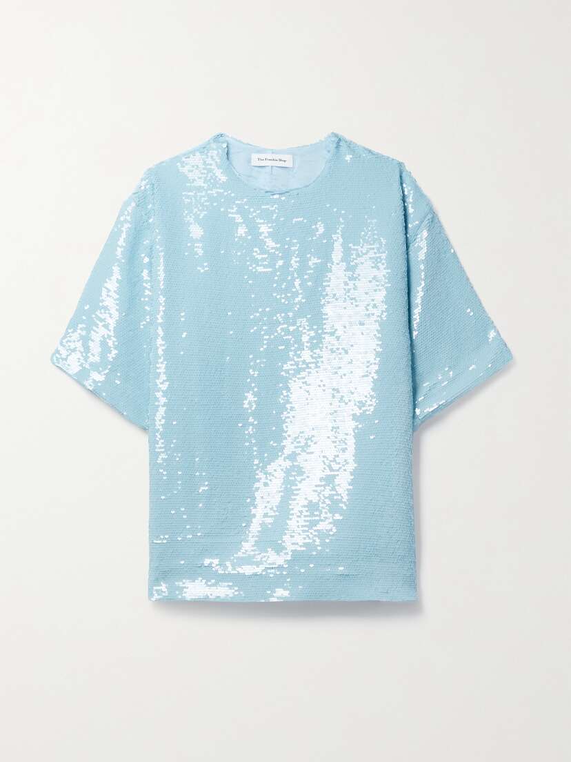 The Frankie Shop Jones Sequined Satin T-shirt