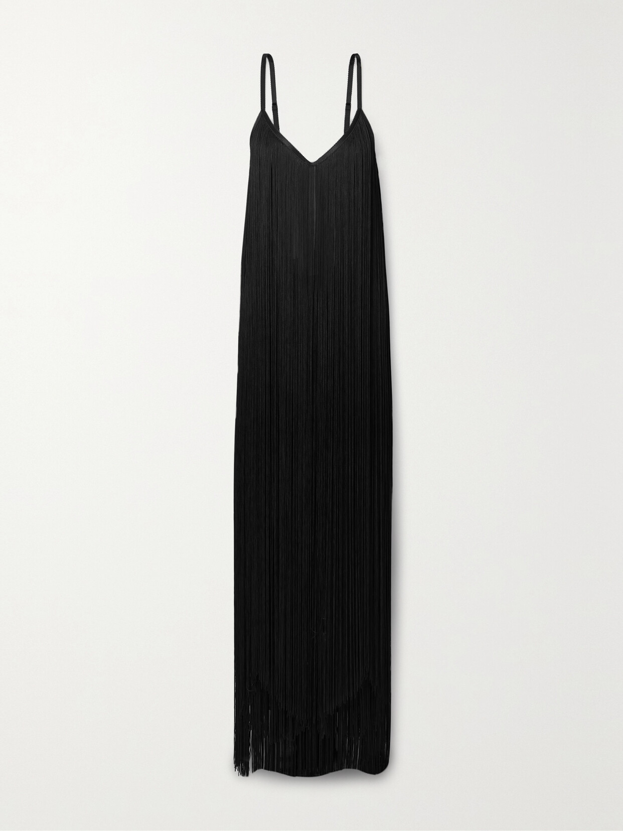 Alexander Wang - Fringed Grosgrain-trimmed Tulle Maxi Dress - Black