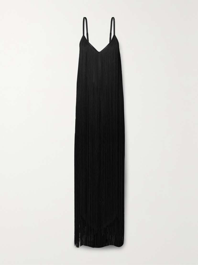 Alexander Wang Fringed Grosgrain-trimmed Tulle Maxi Dress