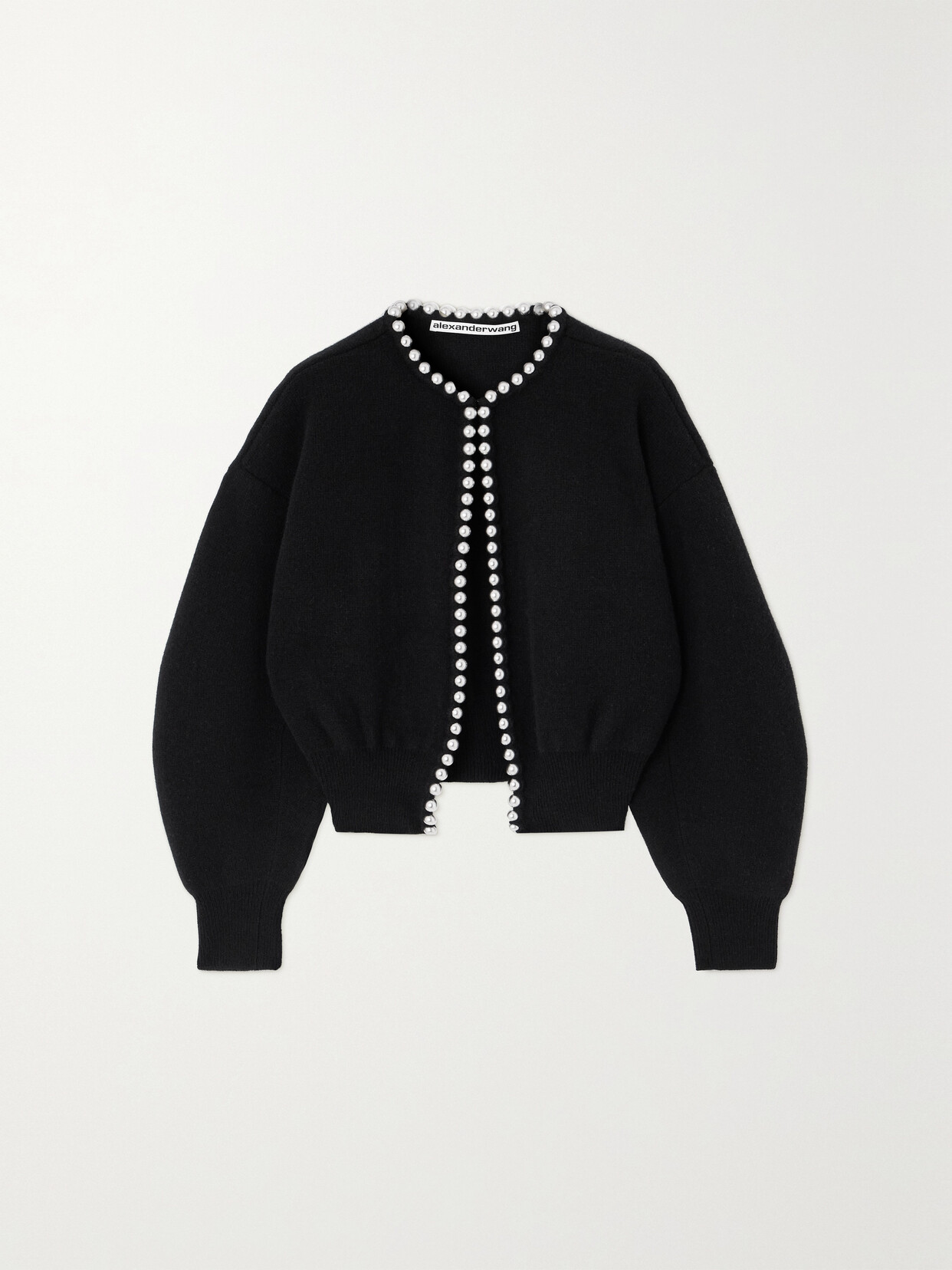 Alexander Wang - Cropped Embellished Wool-blend Cardigan - Black