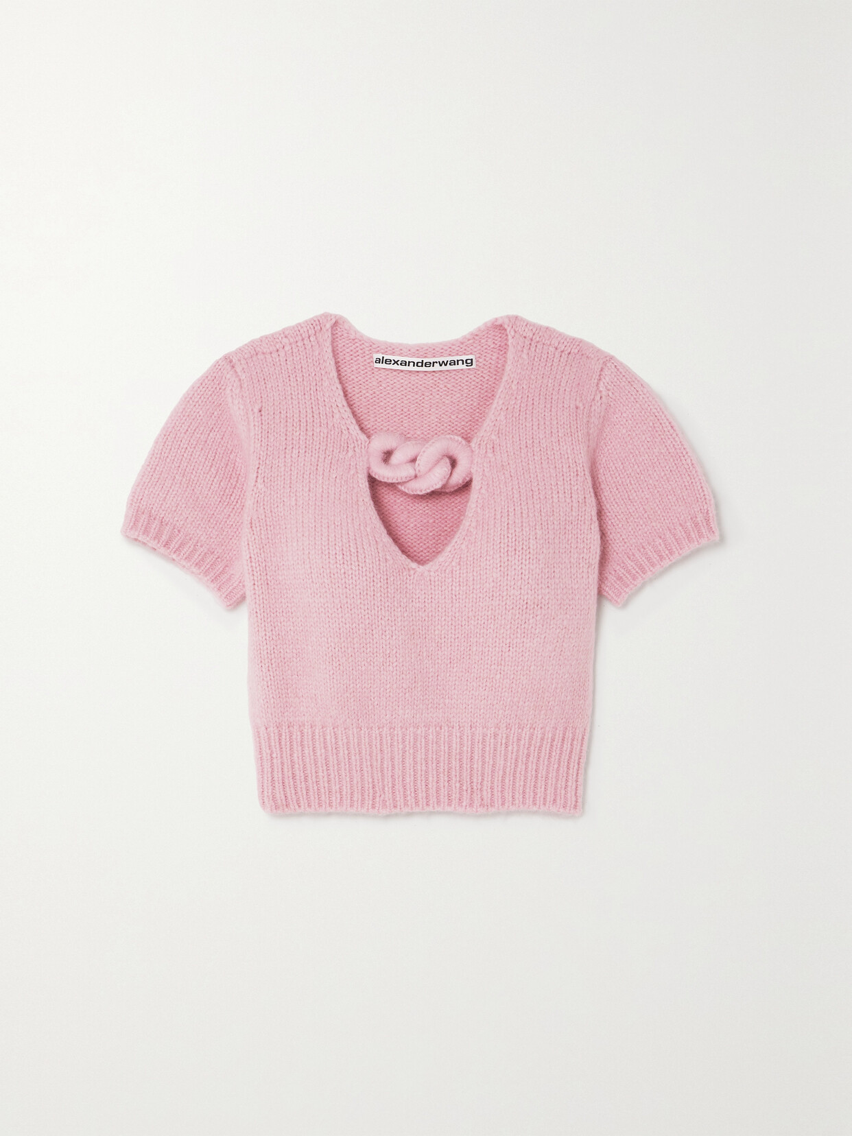 Alexander Wang - Cropped Cutout Embellished Alpaca-blend Top - Pink