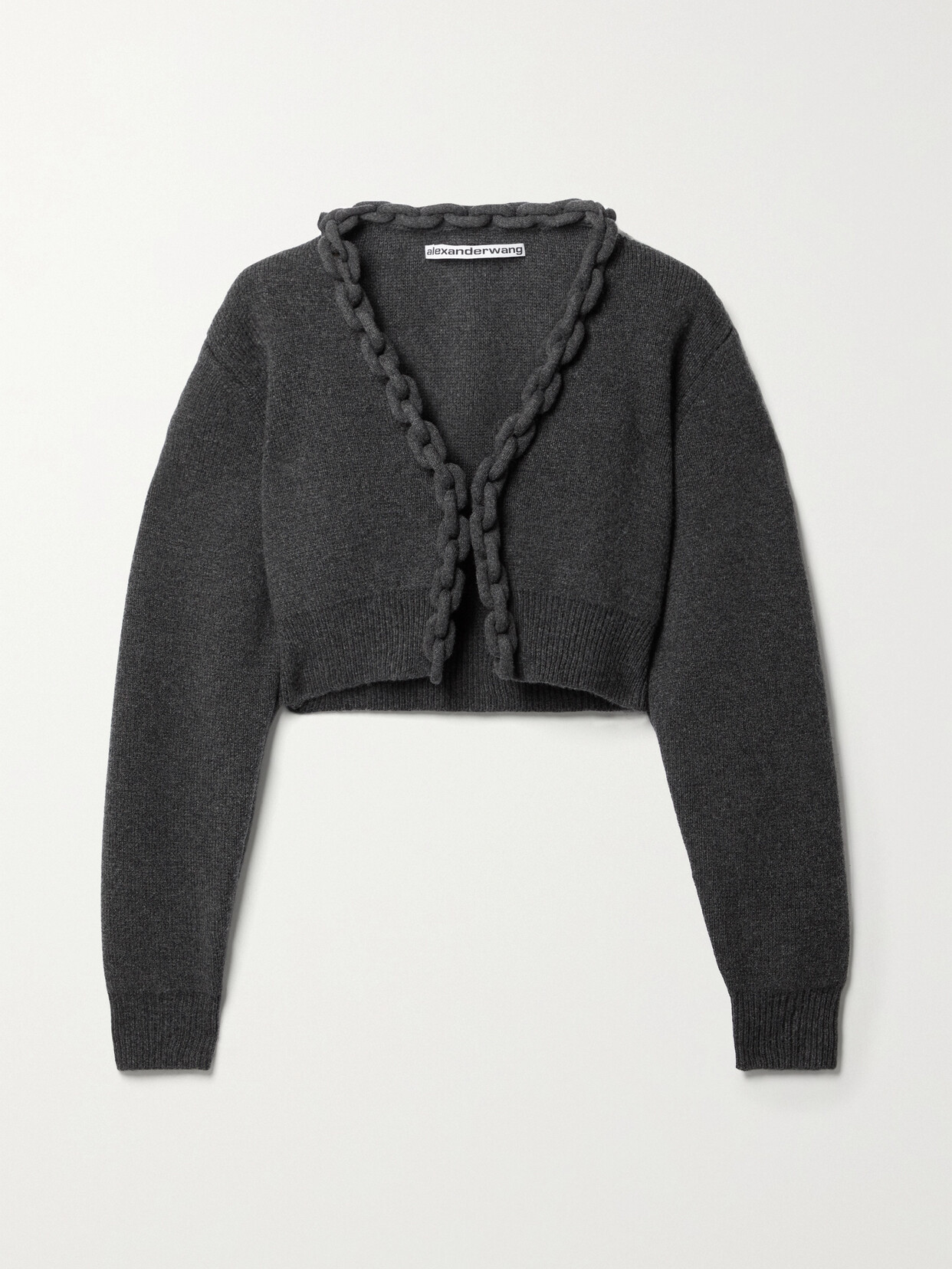 Alexander Wang - Cropped Chain-embellished Wool And Cashmere-blend Cardigan - Gray