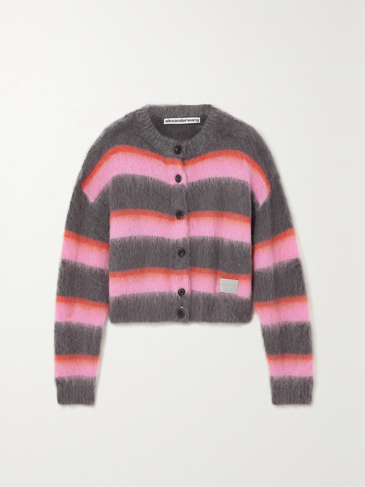 Alexander Wang - Embellished Striped Brushed-knit Cardigan - Pink