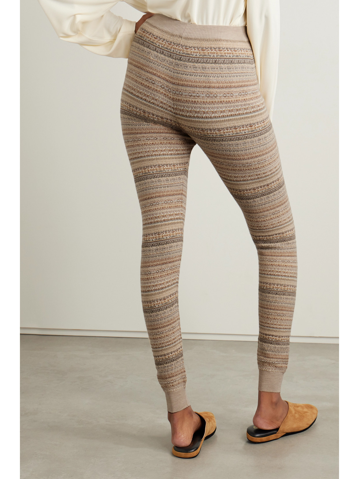 Shop Loro Piana Fair Isle Wool-blend Tapered Leggings In Multi