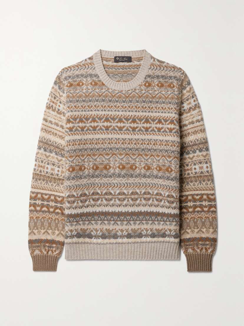 Loro Piana Fair Isle Cashmere And Silk-blend Sweater - x large