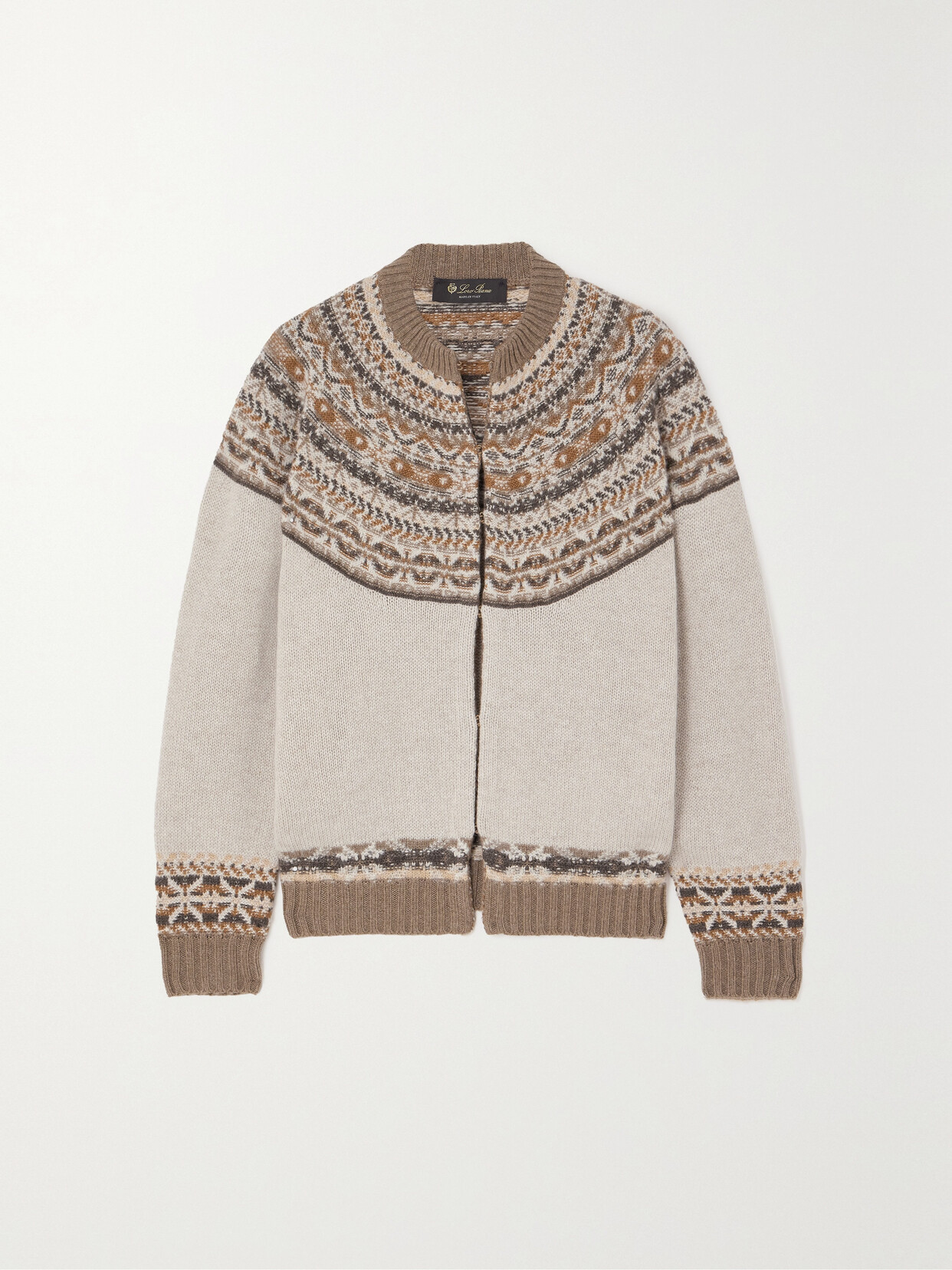 Loro Piana Kalgoorlie Cashmere And Silk-blend Jacquard Cardigan In Neutrals