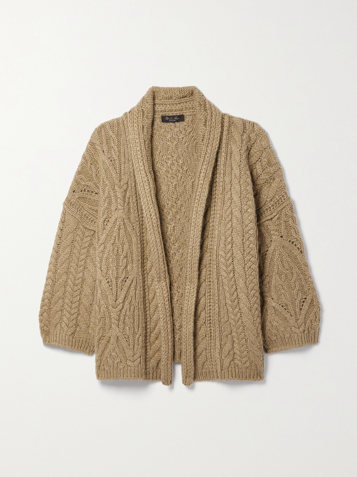 Loro Piana Cable-knit Cashmere And Mohair Cardigan In Brown