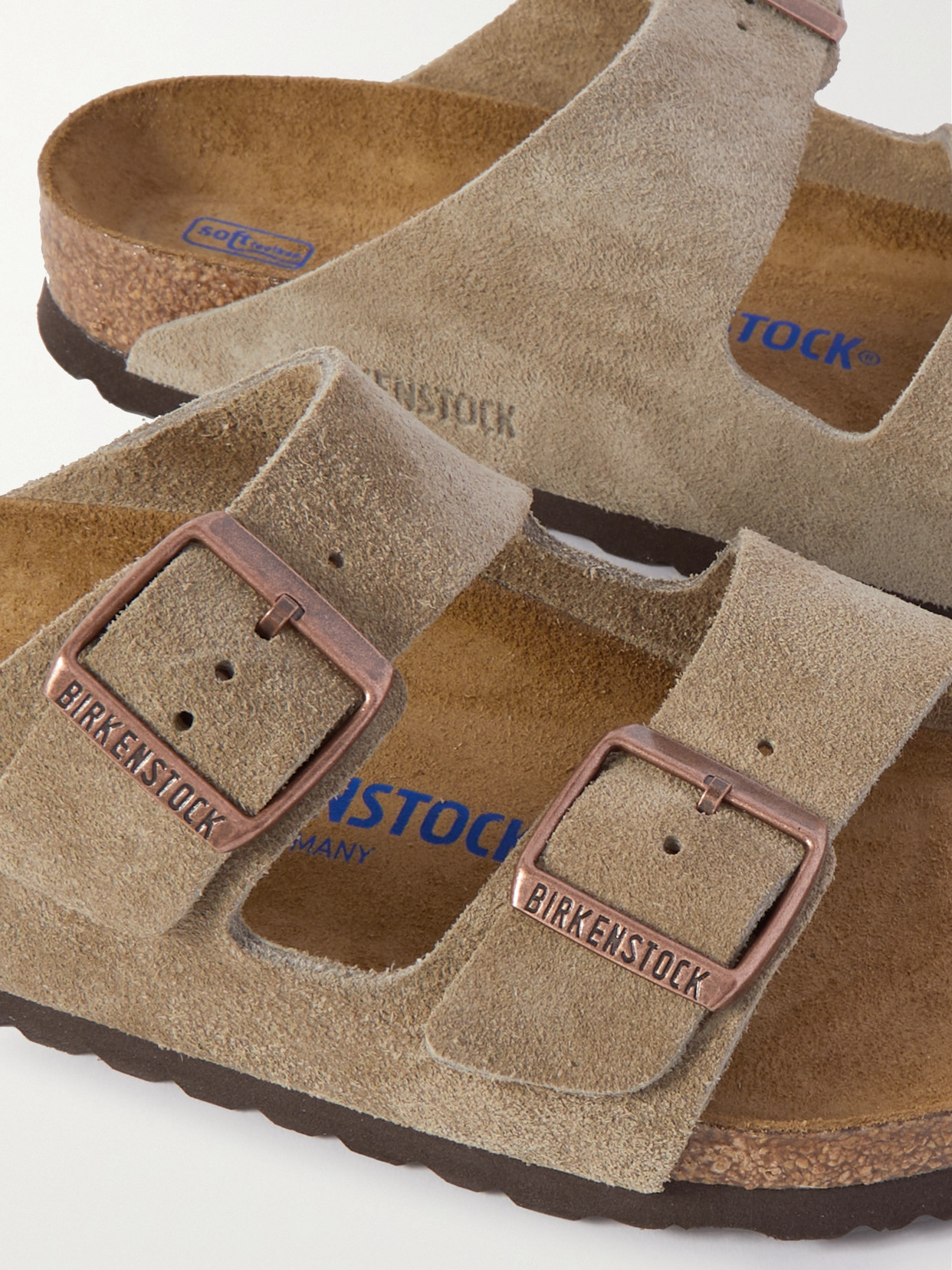 Birkenstock Arizona Narrow Fit Leather Suede Footbed Sandal In Brown