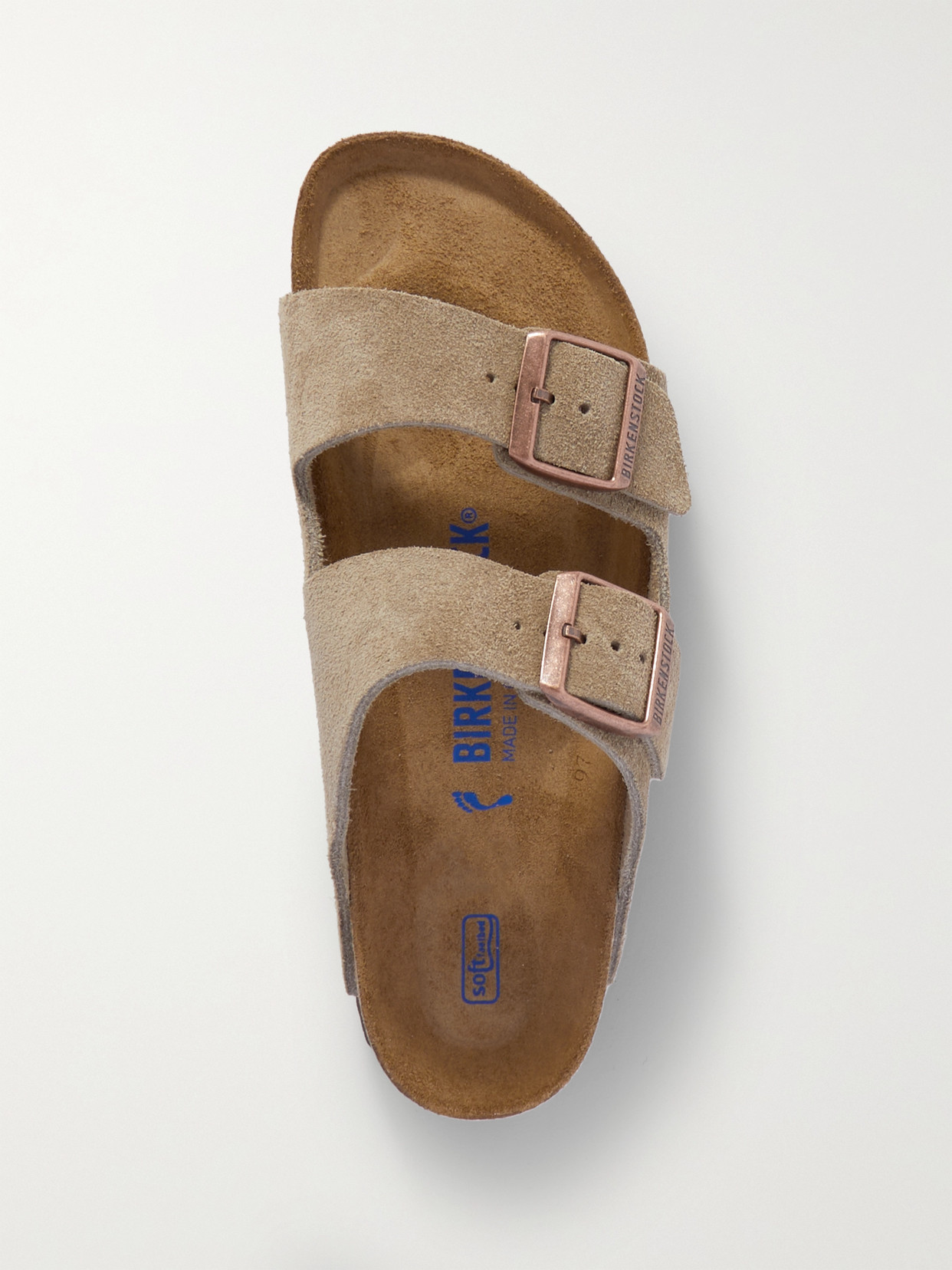 Birkenstock Arizona Narrow Fit Leather Suede Footbed Sandal In Brown