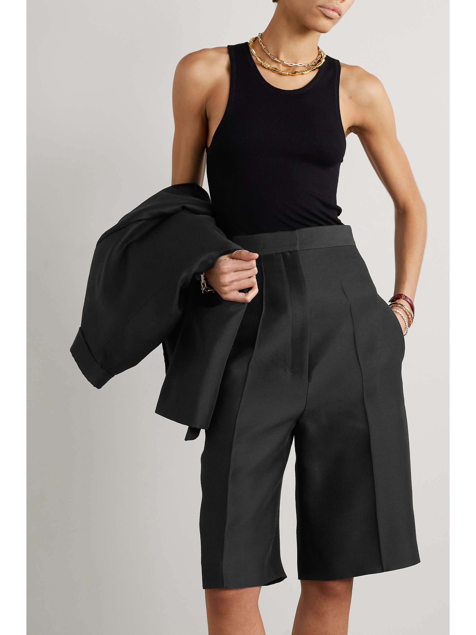 THE ROW Flash wool and silk-blend shorts