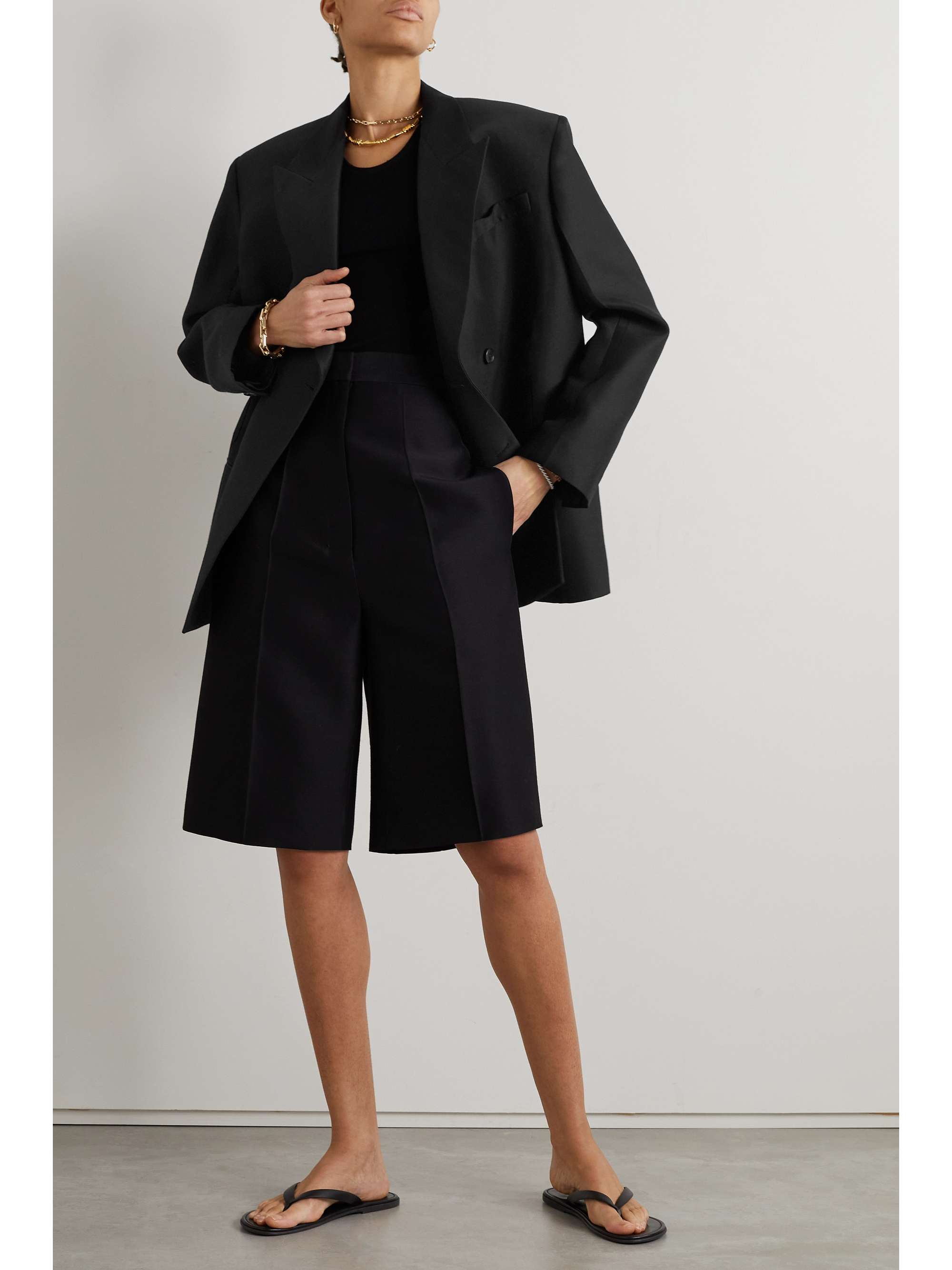THE ROW Flash wool and silk-blend shorts