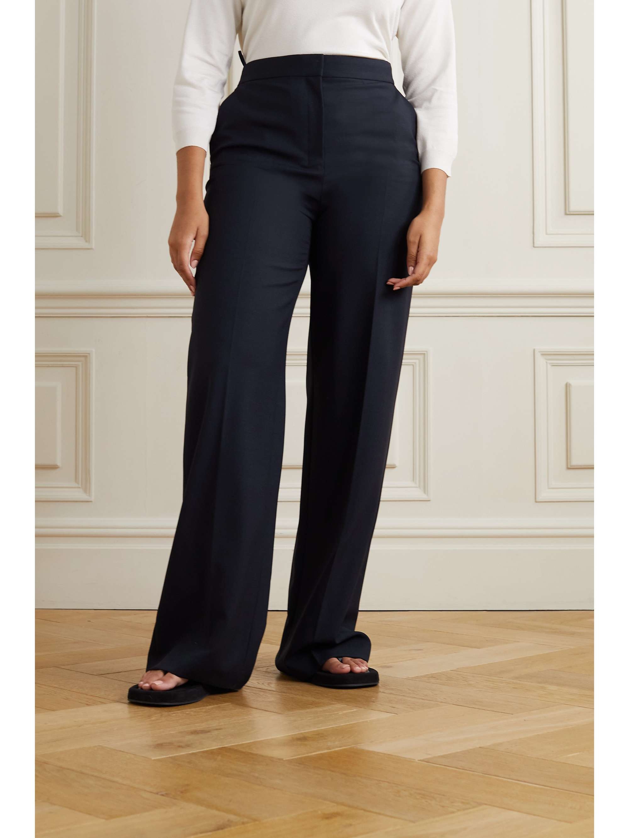 THE ROW Delton pleated wool straight-leg pants