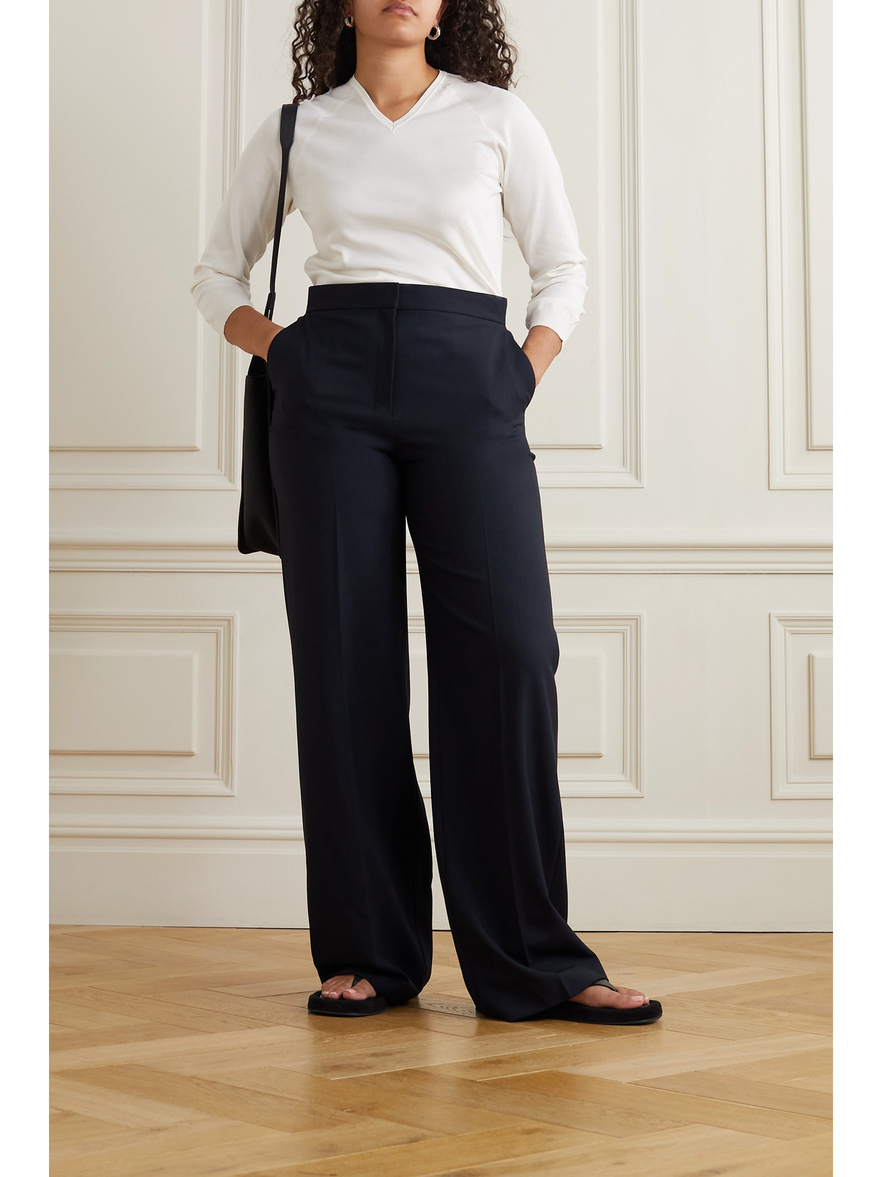 Shop The Row Delton Pleated Wool Straight-leg Pants In Blue