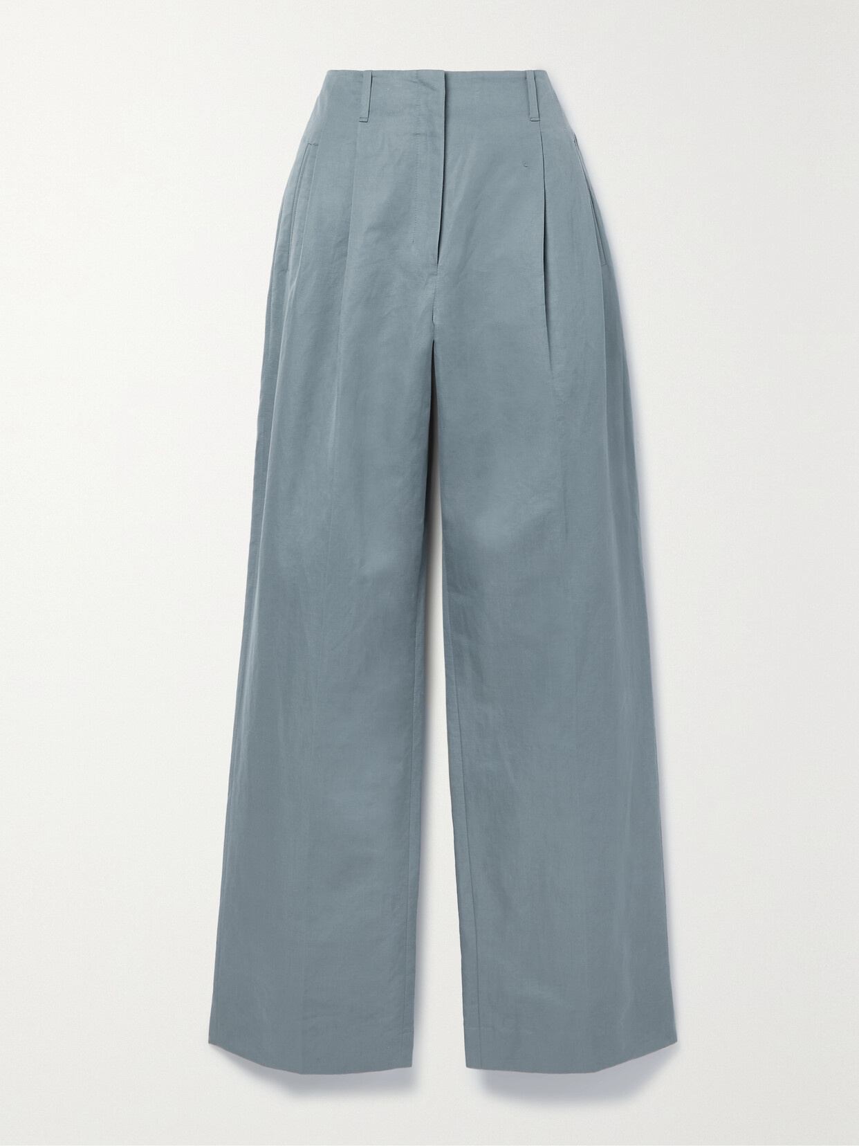 Shop The Row Gaugin Cotton And Ramie-blend Wide-leg Pants In Blue