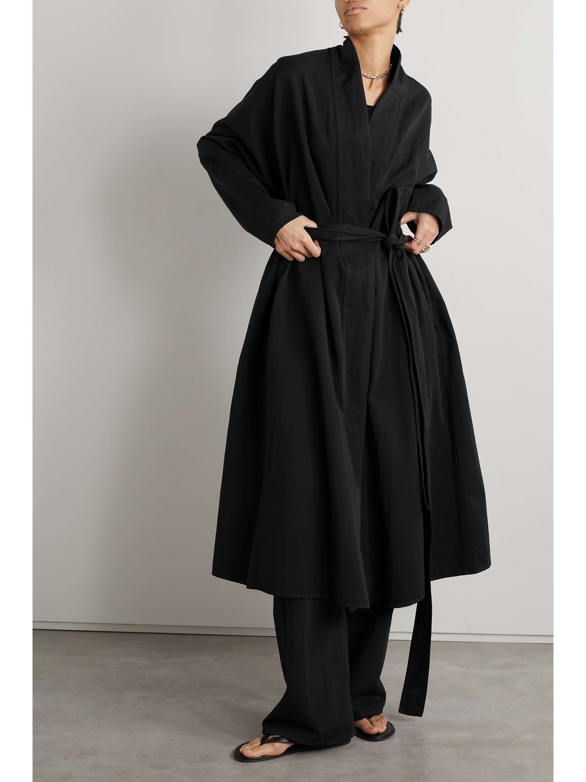 THE ROW Rimbaud belted cotton and linen-blend twill coat