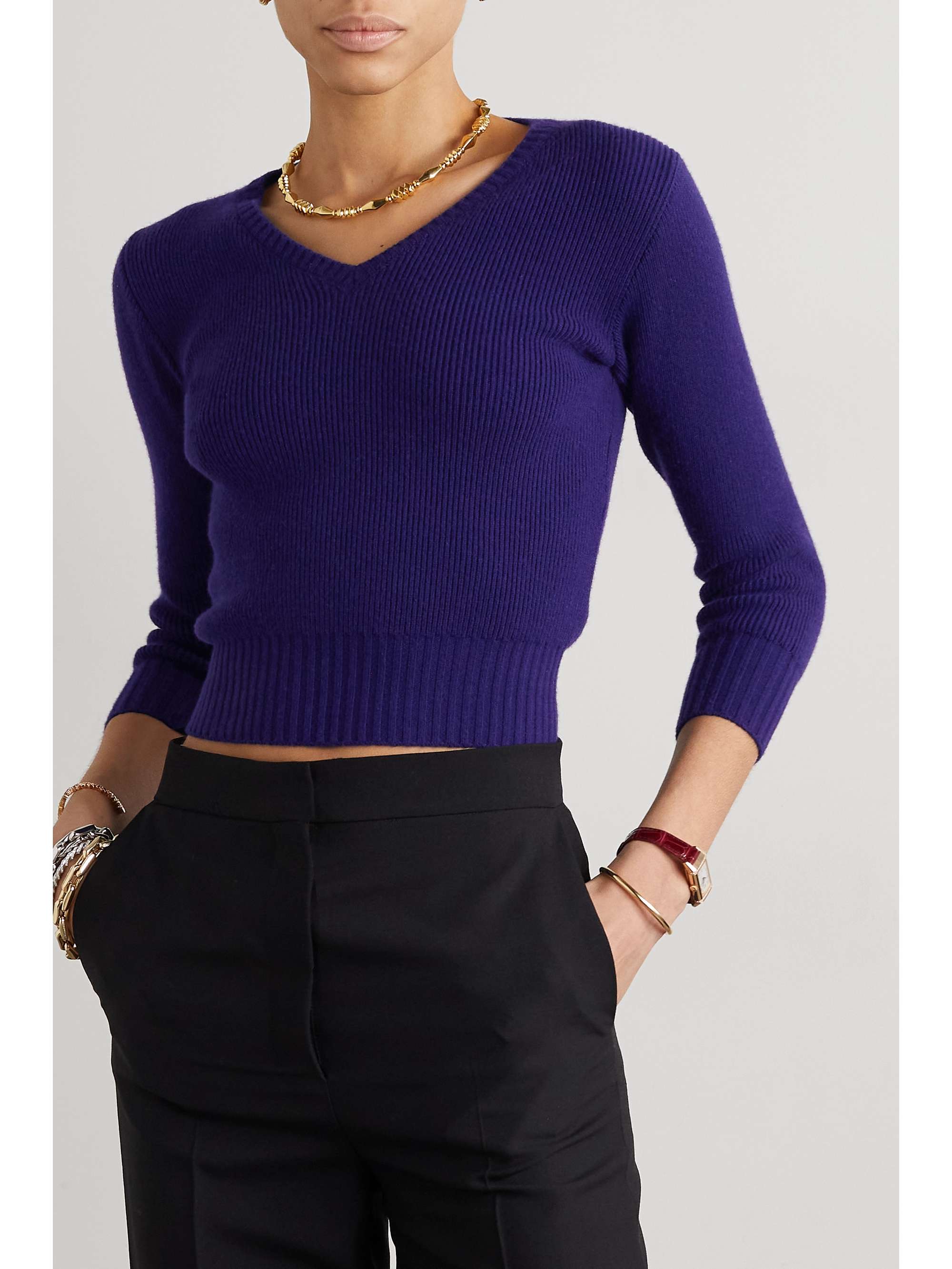 THE ROW Cael cropped ribbed cashmere-blend sweater