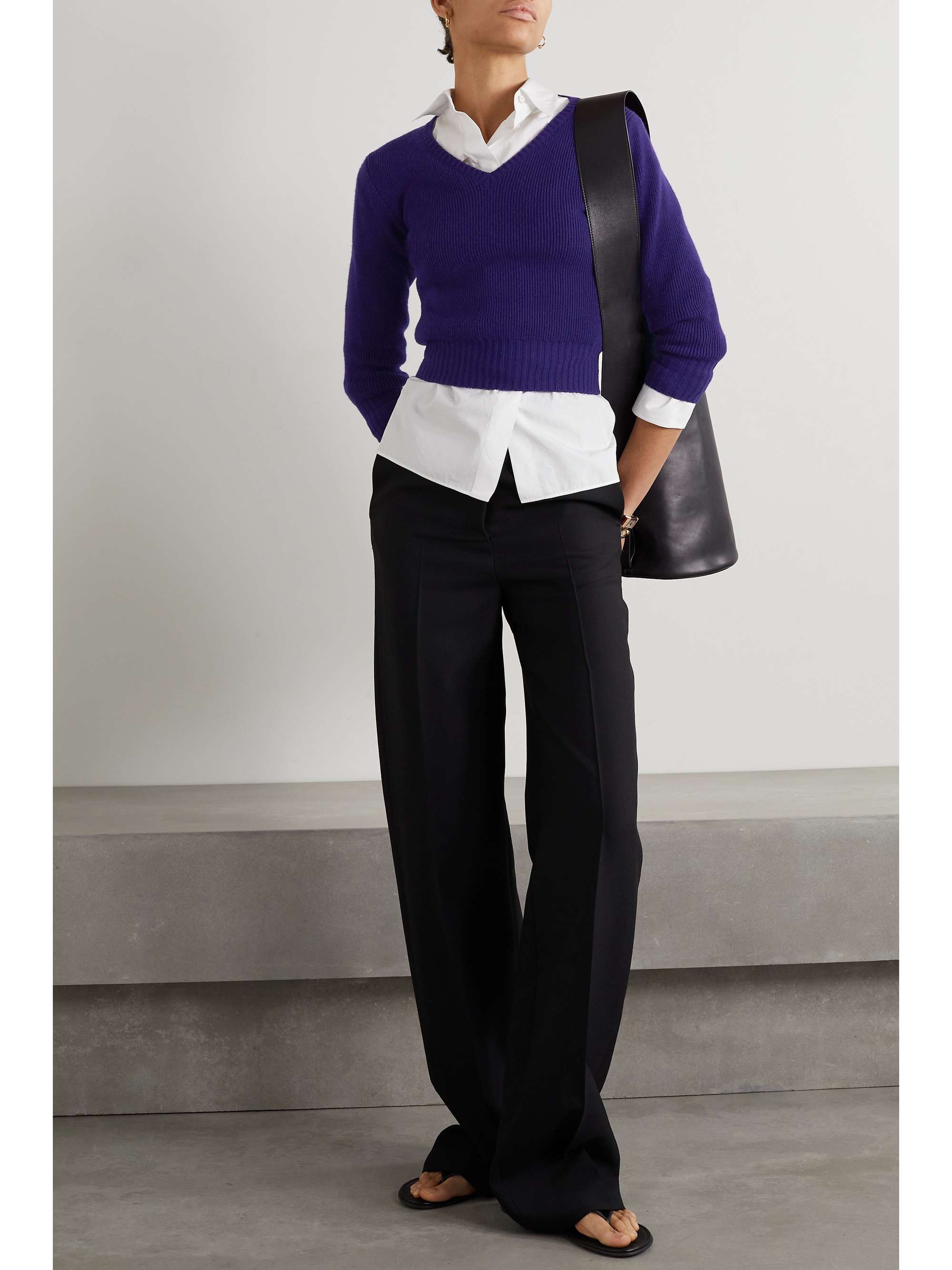 THE ROW Cael cropped ribbed cashmere-blend sweater