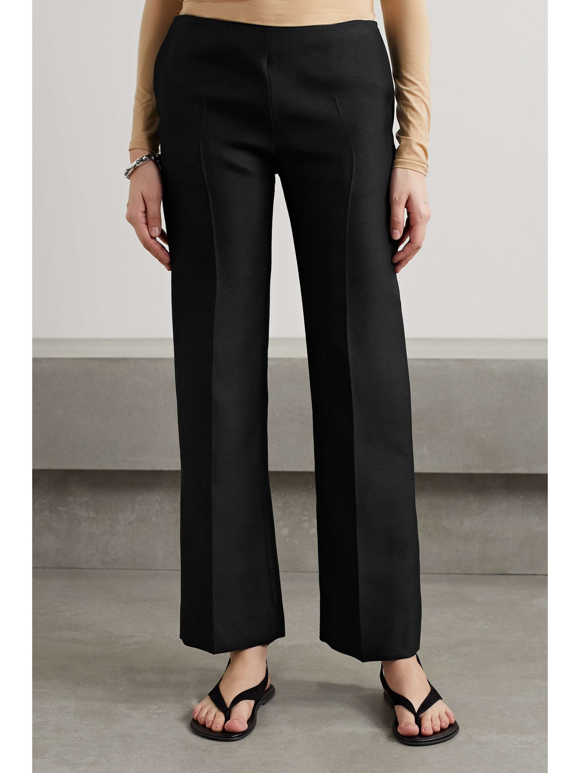 THE ROW Flame wool and silk-blend straight-leg pants