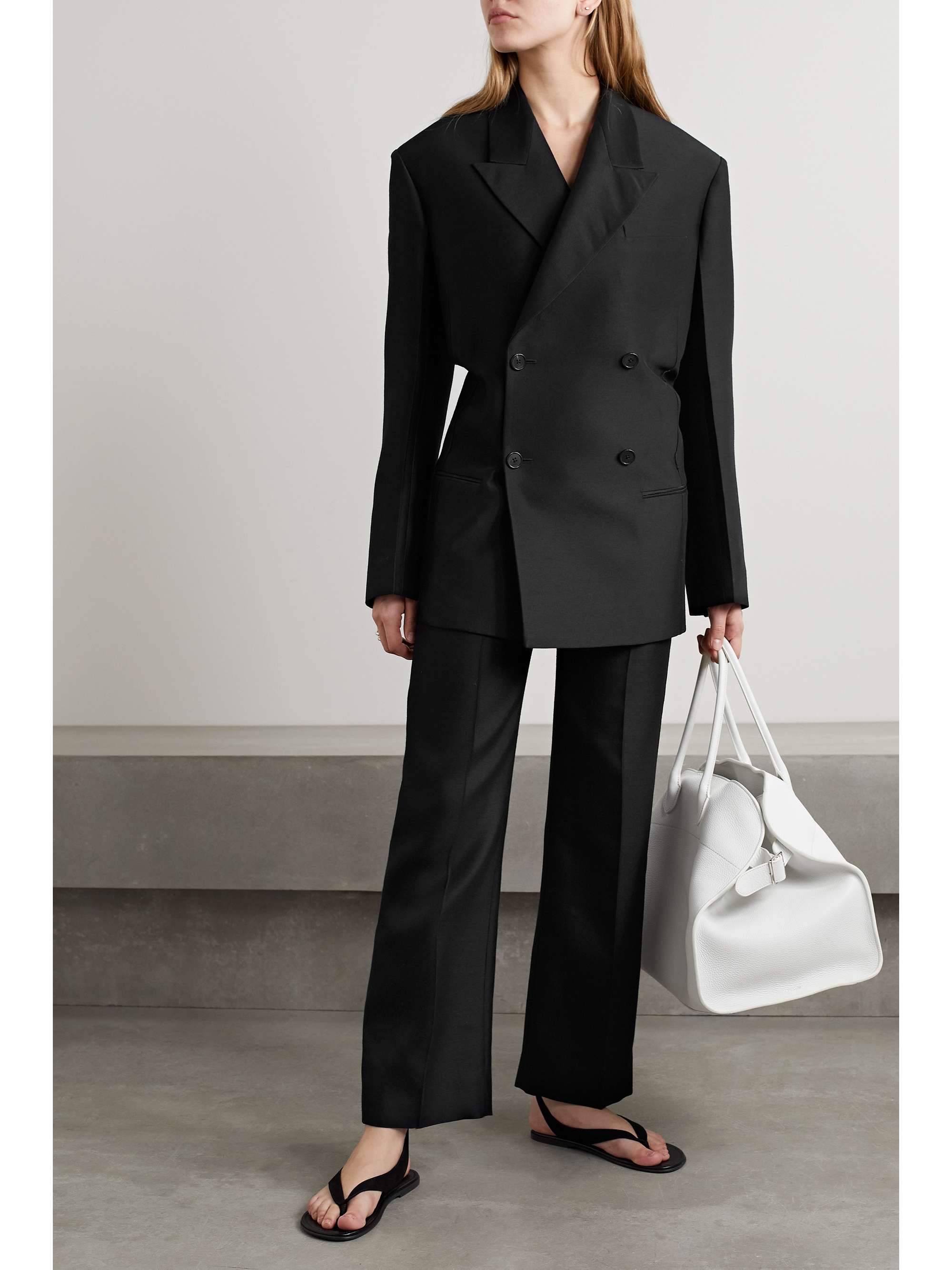 THE ROW Flame wool and silk-blend straight-leg pants