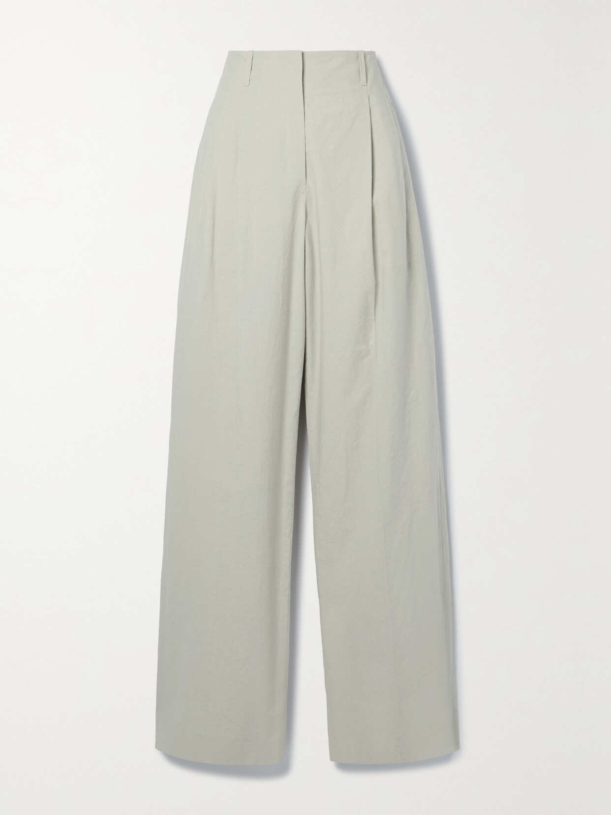 The Row Gaugin Pleated Cotton-poplin Wide-leg Pants In Stone