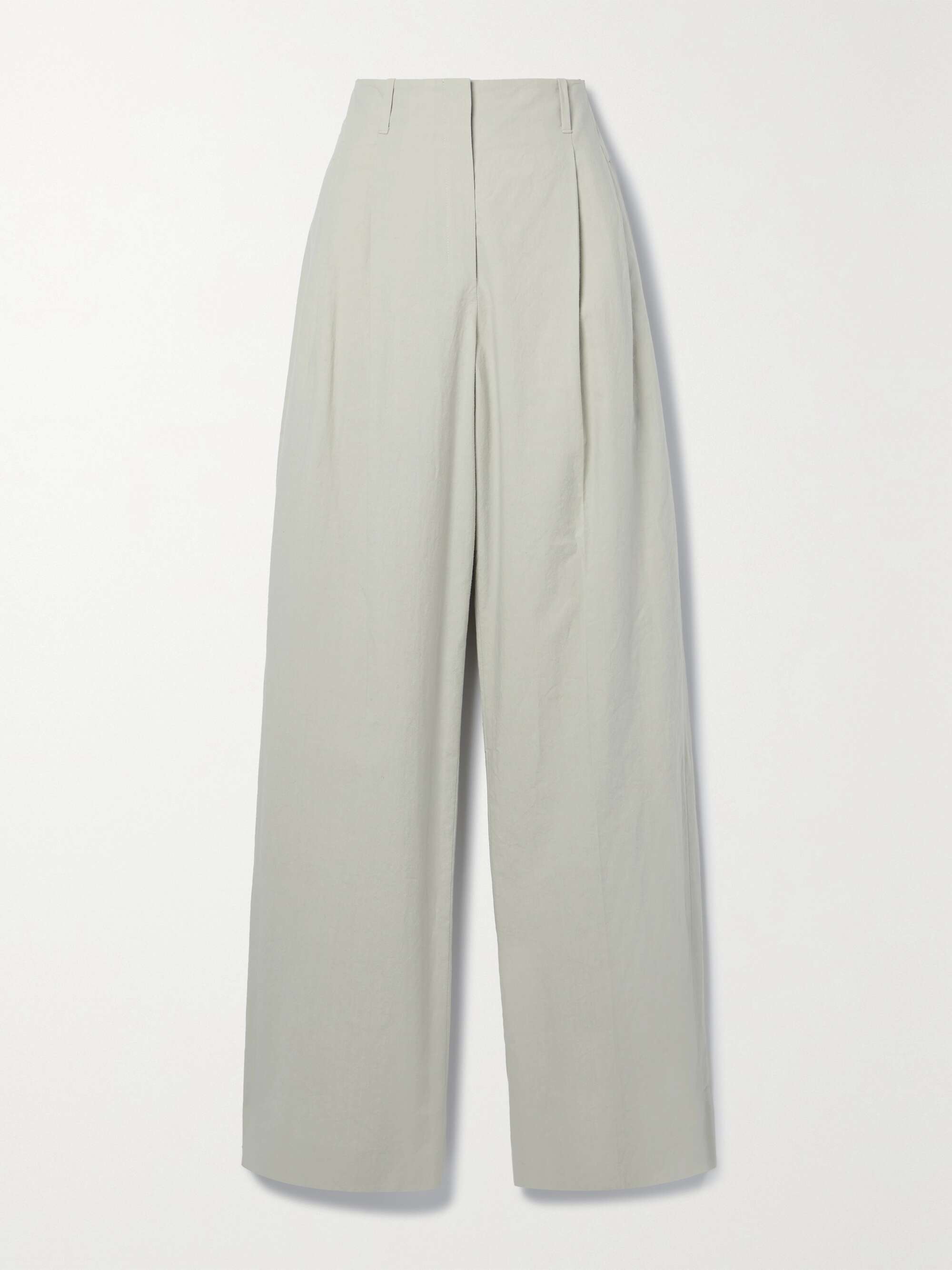 THE ROW Gaugin pleated cotton-poplin wide-leg pants