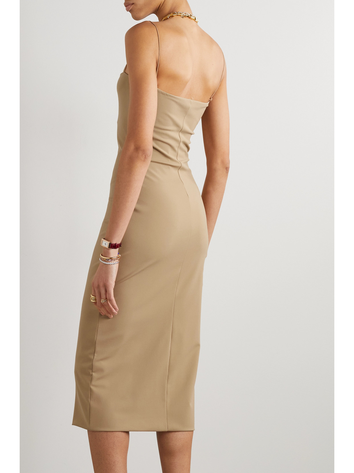 Shop The Row Haku Stretch-jersey Midi Dress In Brown