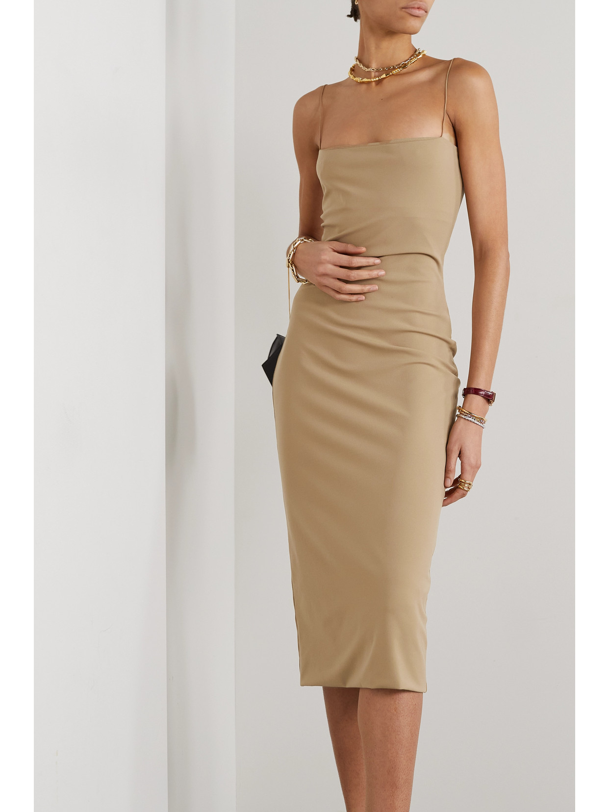 Shop The Row Haku Stretch-jersey Midi Dress In Brown