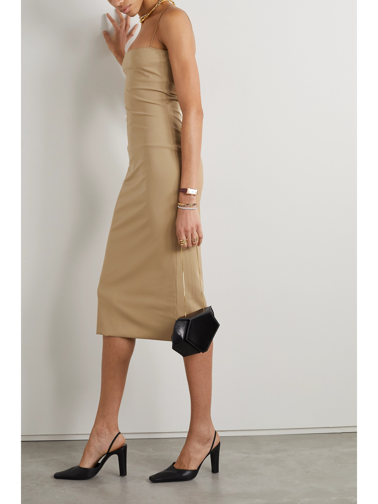 Shop The Row Haku Stretch-jersey Midi Dress In Brown