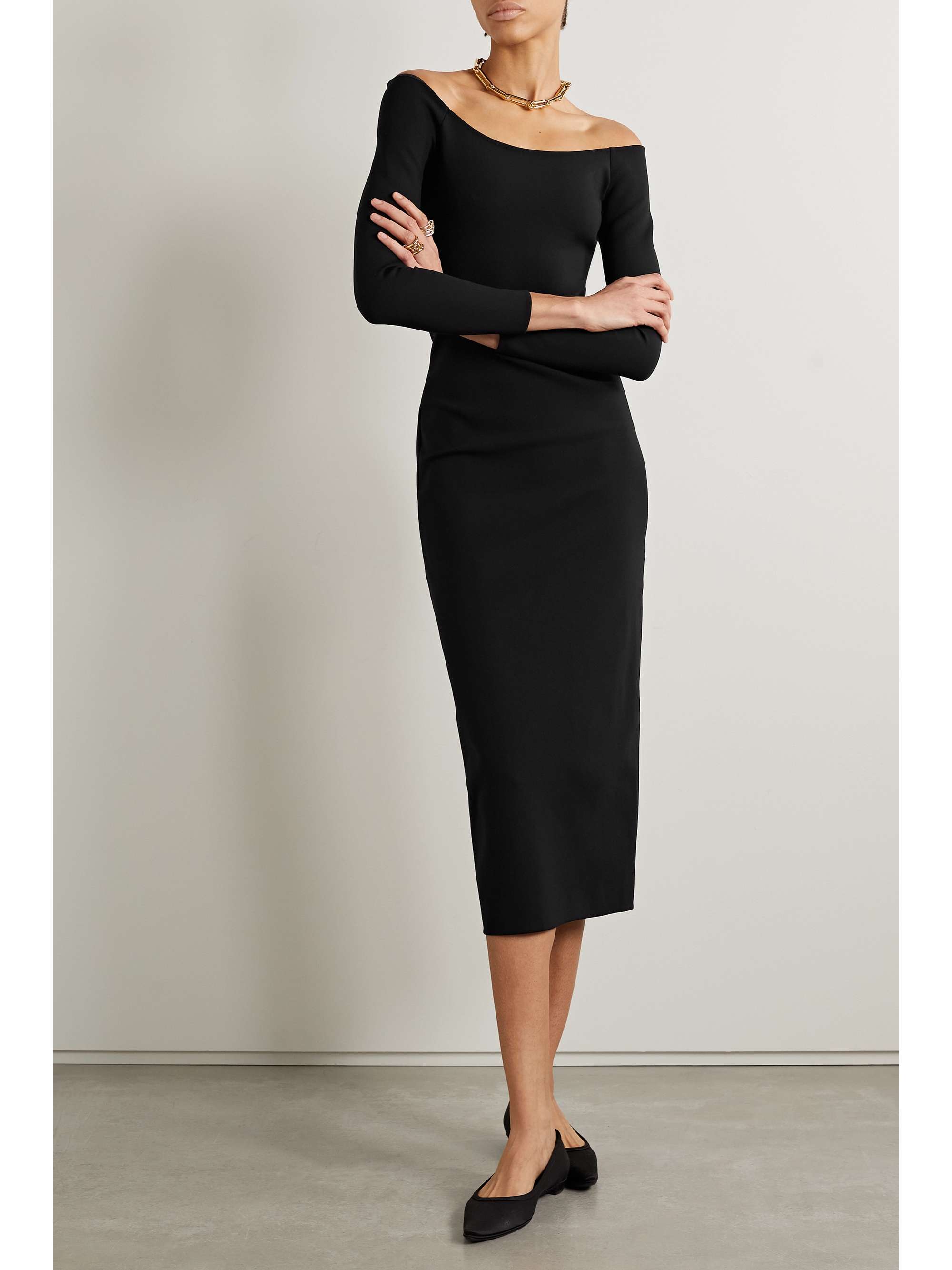 THE ROW Coralinda off-the-shoulder stretch-jersey midi dress