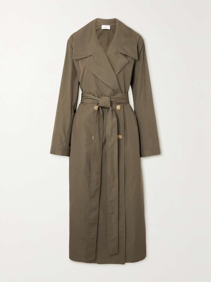 The Row Cadel Belted Double-breasted Shell Trench Coat