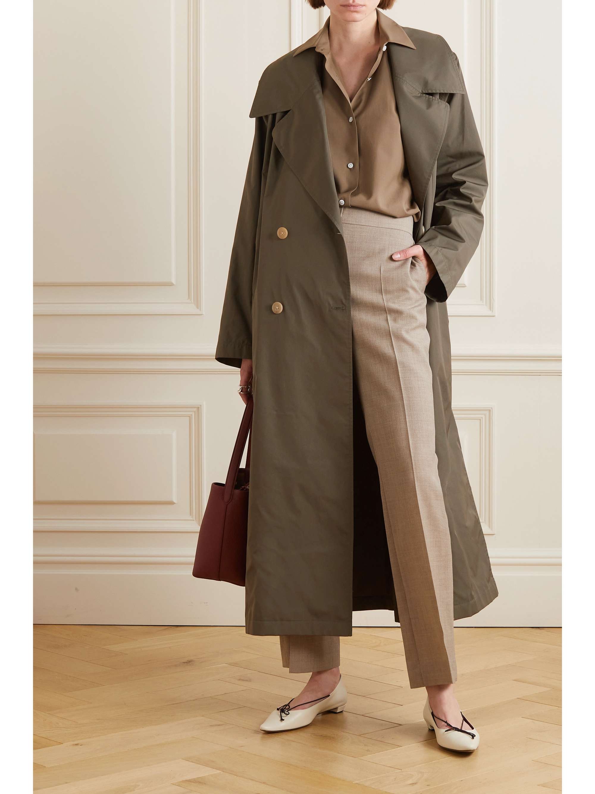 Cadel belted double-breasted shell trench coat