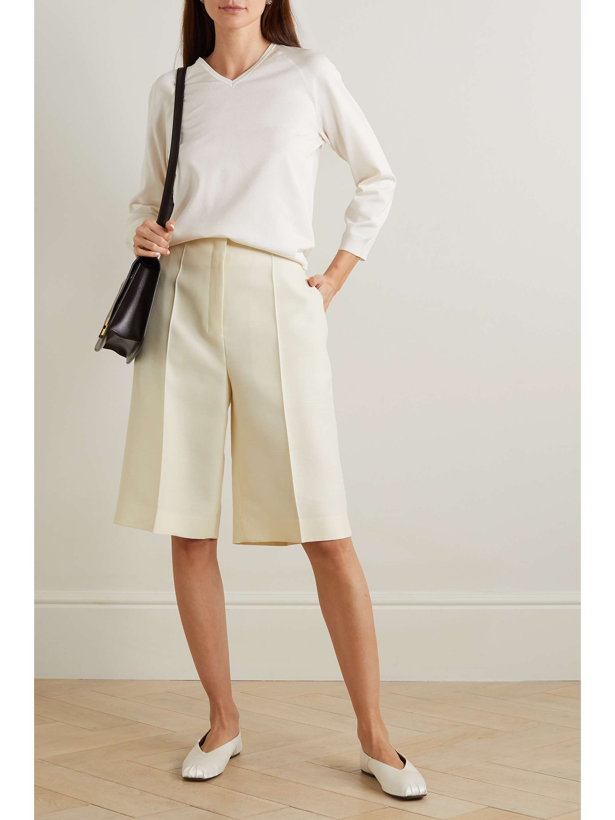 THE ROW Flash wool and silk-blend shorts